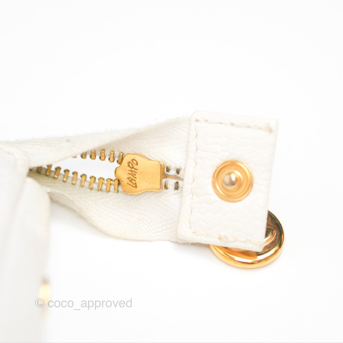 Chanel Vintage CC Clutch White Caviar Gold Hardware
