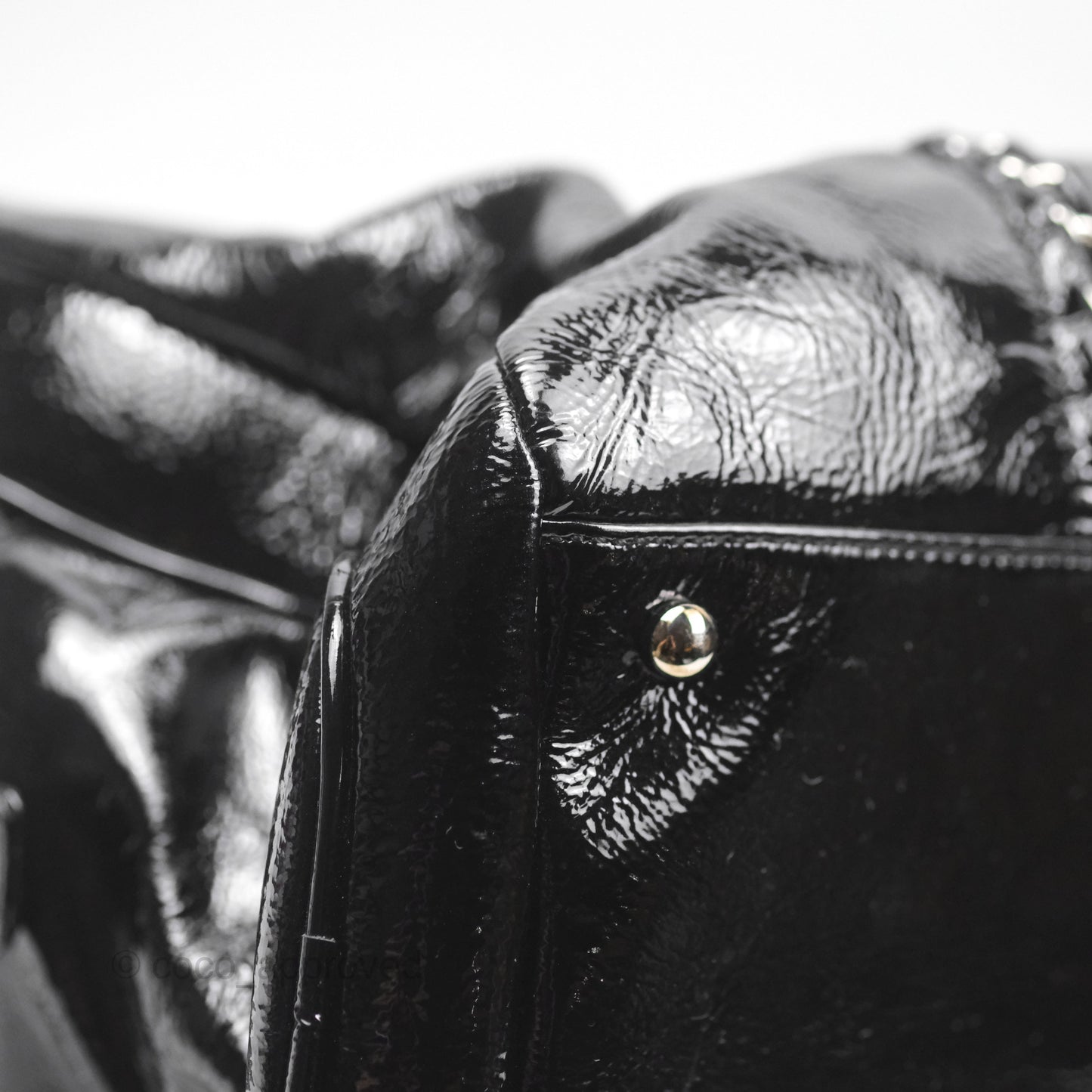 Chanel Bowling Tote Bag Black Glazed Calfskin Silver Hardware