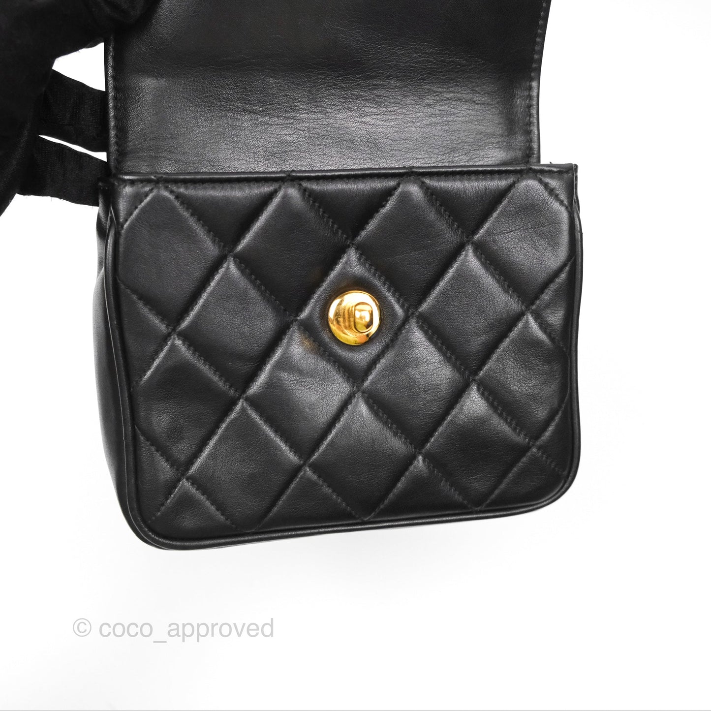 Chanel Vintage Belt Bag Quilted Black Lambskin 24K Gold Hardware