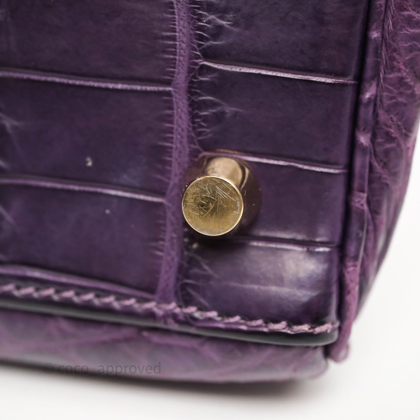 Hermès Kelly 28 Purple Crocodile Gold Hardware