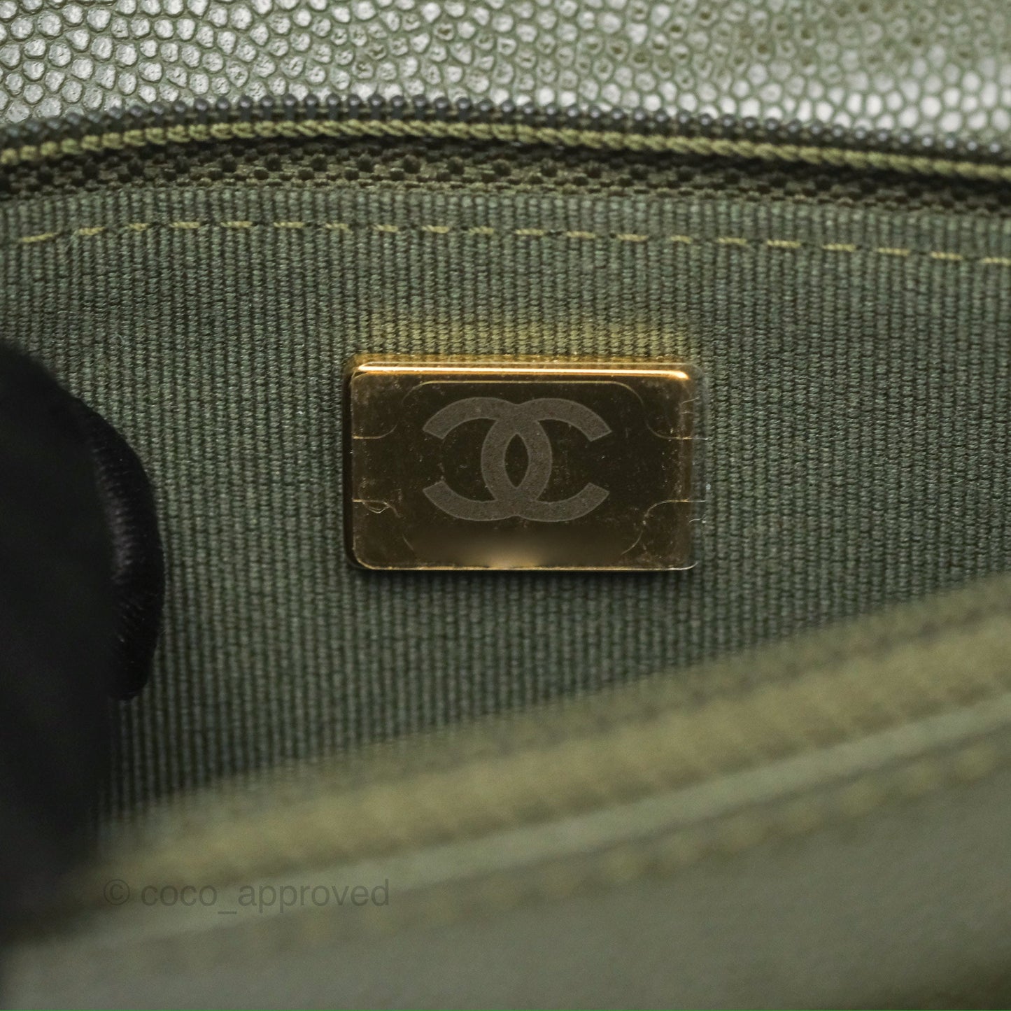 Chanel Coco First Wallet On Chain WOC Dark Olive Green Caviar Gold Hardware 22K