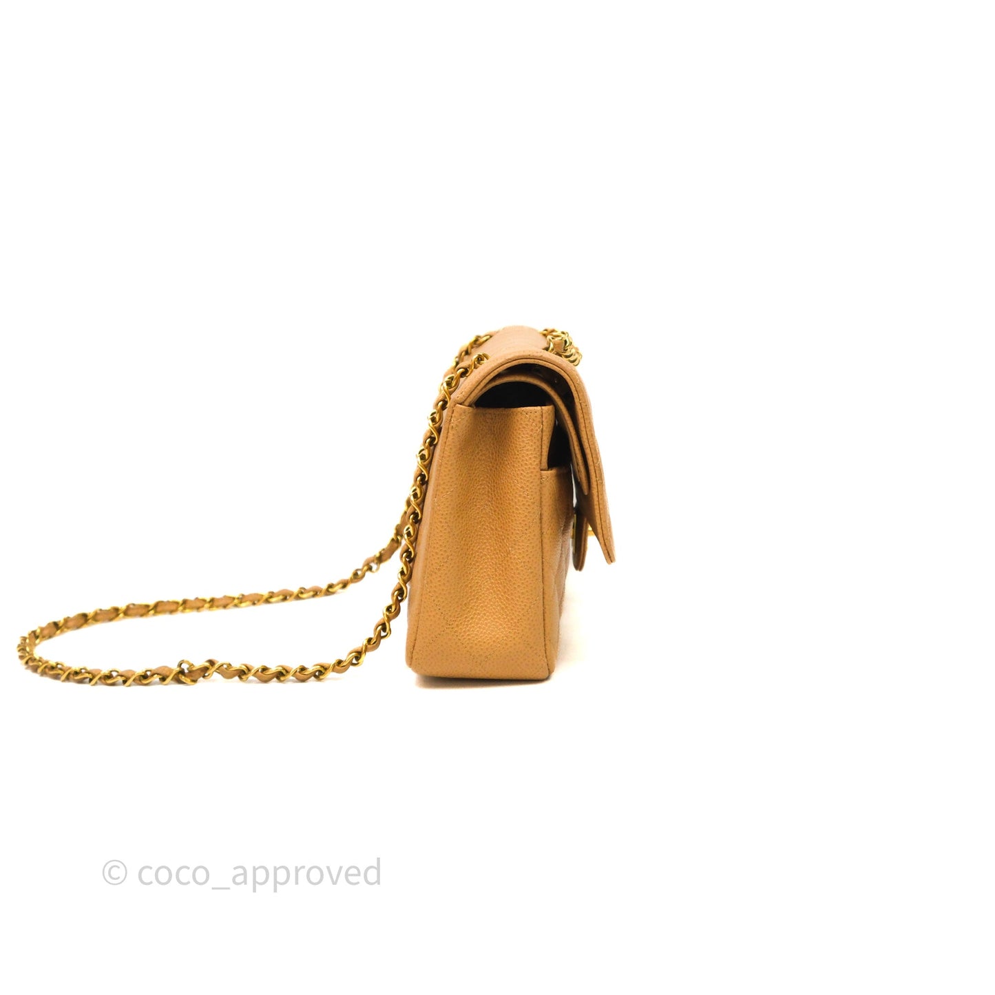 Chanel Vintage Medium Classic Flap Beige Caviar 24K Gold Hardware