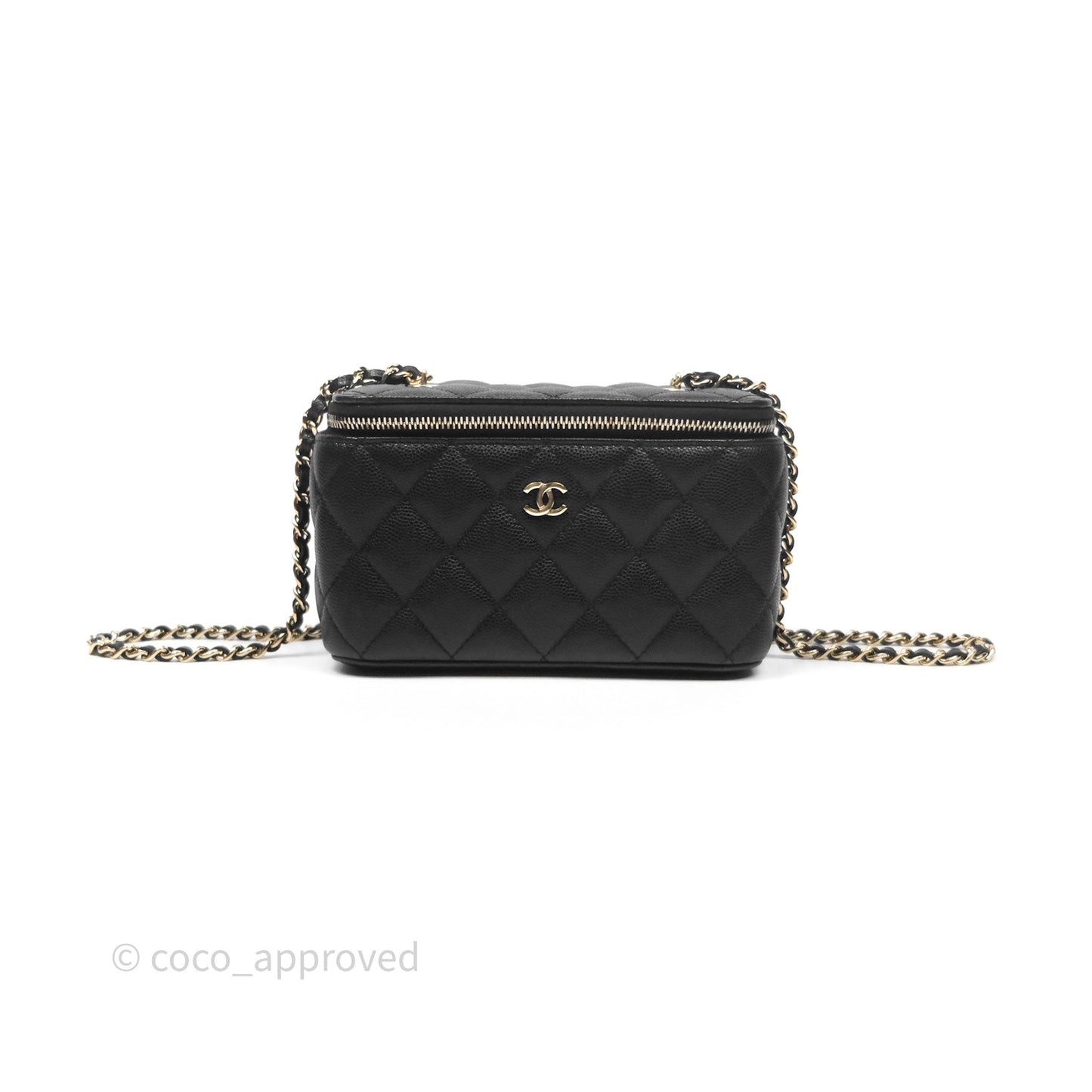 Chanel Vanity Rectangular With Chain Black Caviar Gold Hardware