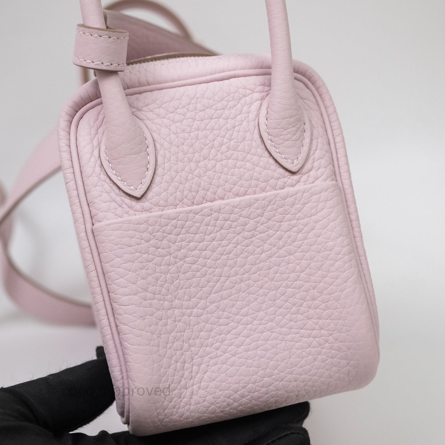 Hermès Mini Lindy 20 Mauve Pâle 09 Clemence Palladium Hardware