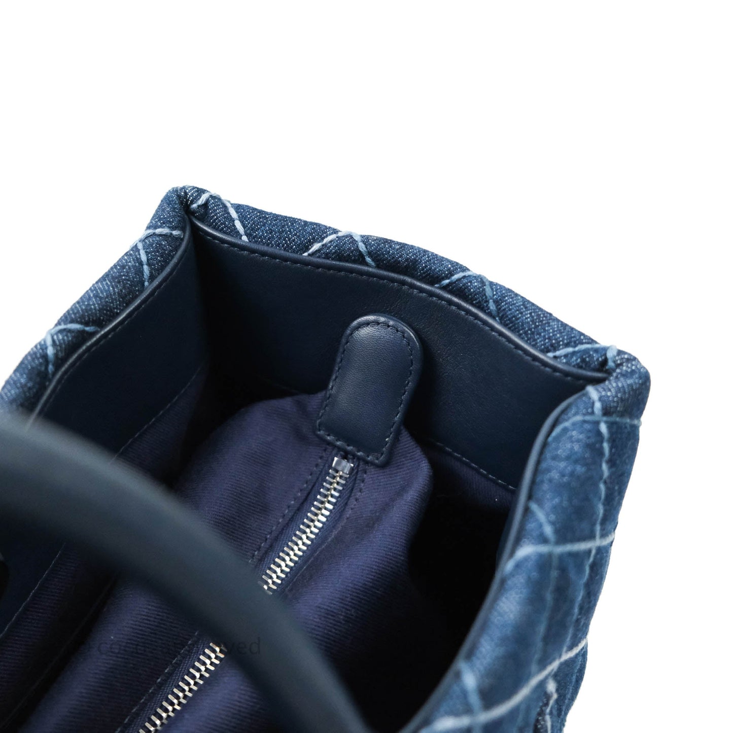 Chanel Quilted Large Coco Handle Shopping Tote Denim Silver Hardware