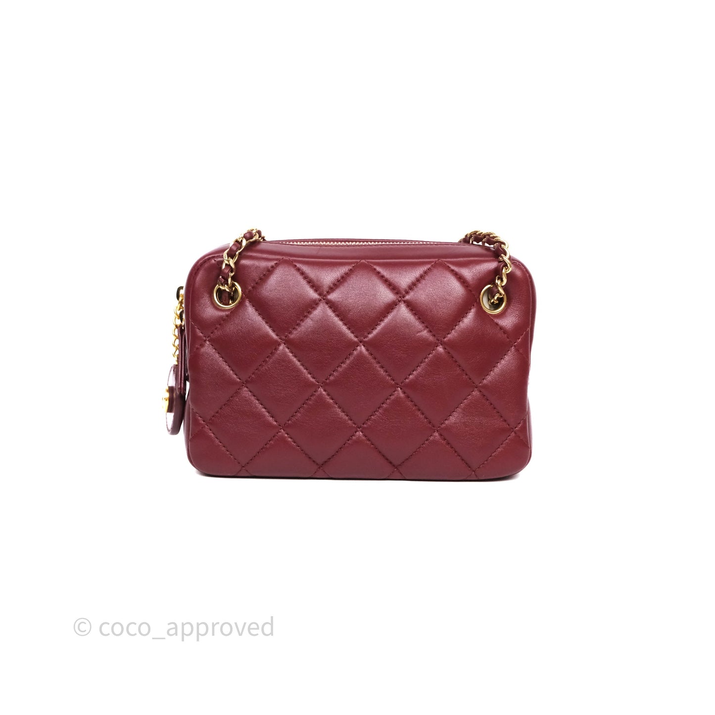 Chanel Small Camera Bag Burgundy Lambskin Gold Hardware