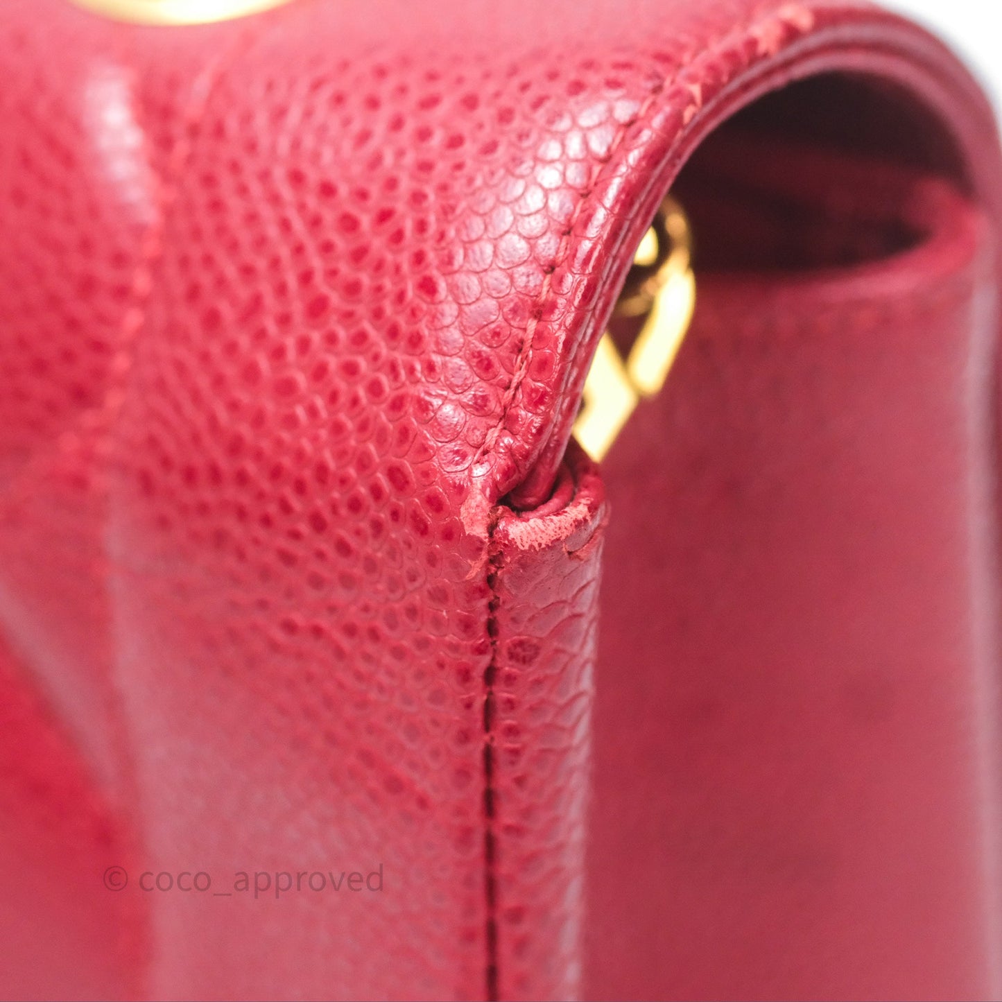 Chanel Medium Vintage Quilted Classic Diana Flap Bag Red Caviar 24K Gold Hardware