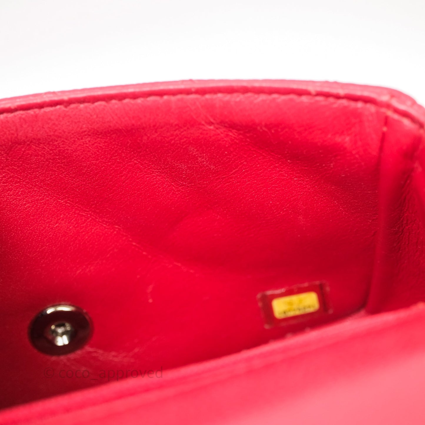 Chanel Quilted Mini Rectangular Flap Red Caviar Silver Hardware