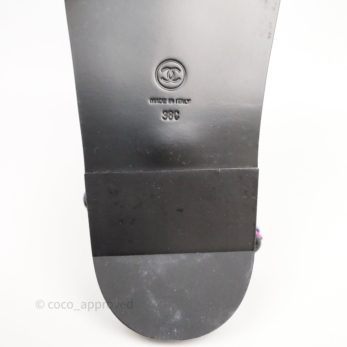 Chanel Dad Sandals Black/ Purple Tweed Size 38