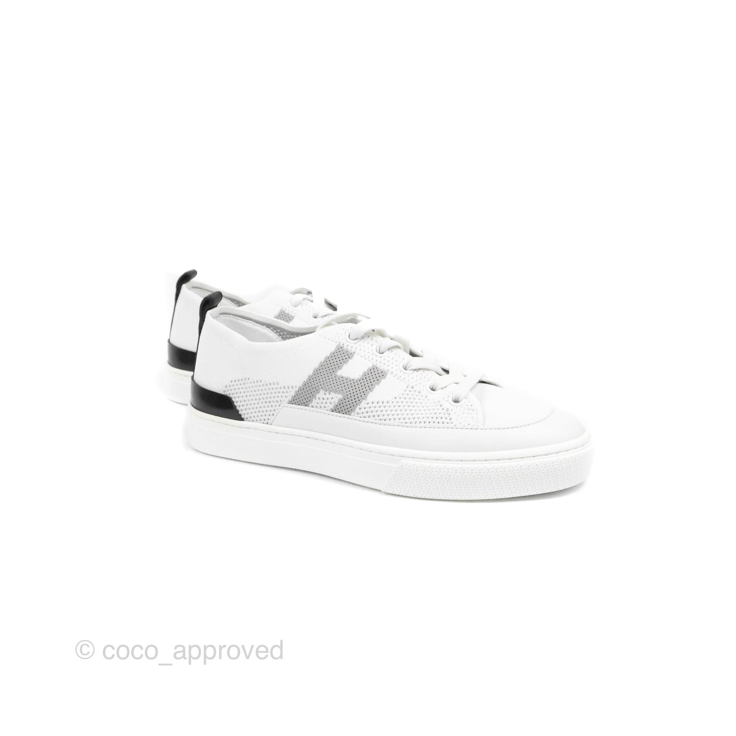 Hermes Deep Sneaker Knit & Calfskin White