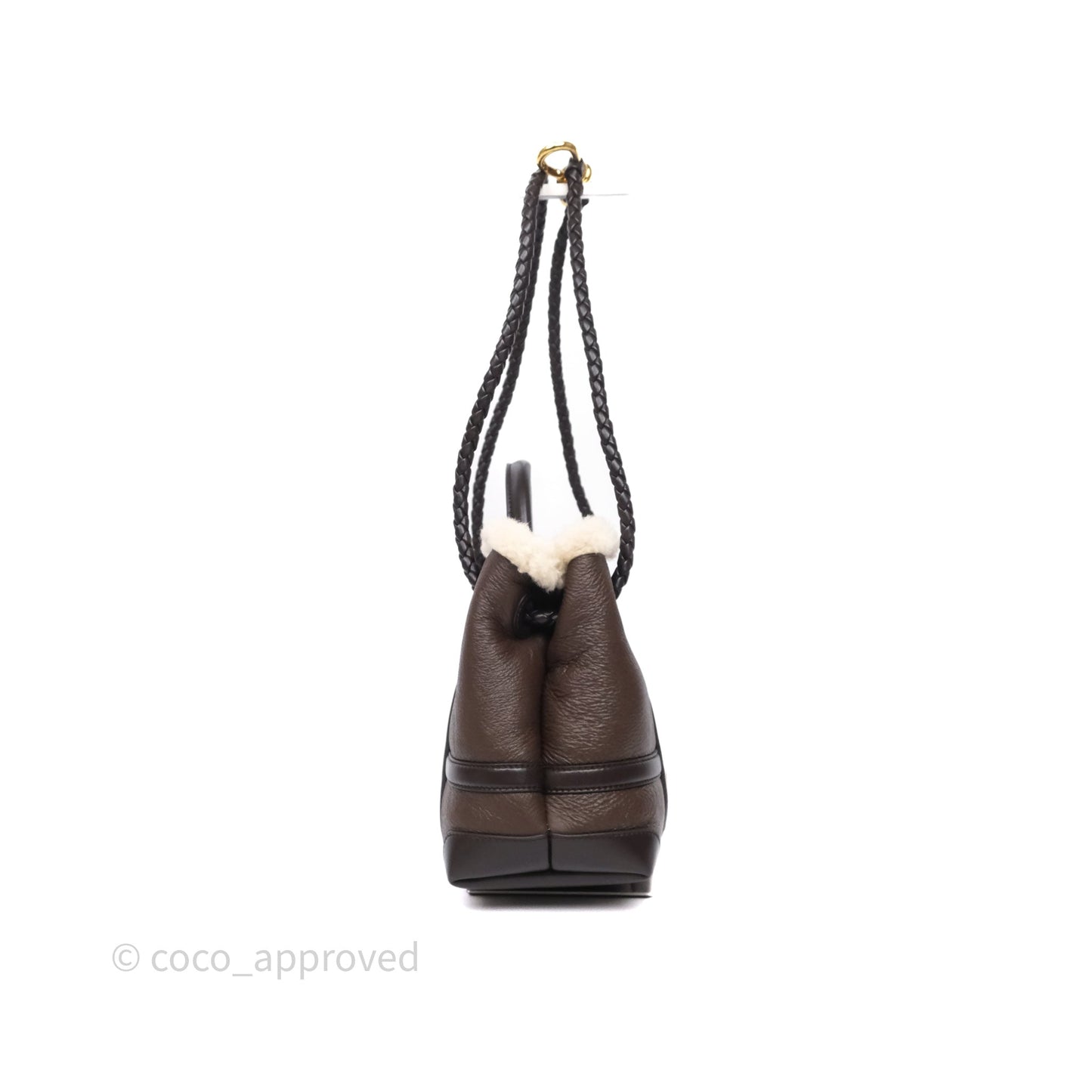 Bottega Veneta Shearling Aviator Small Andiamo Bag Brown