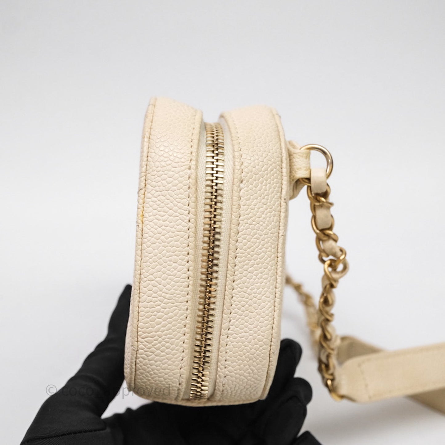 Chanel Quilted Caviar Waist Bag Ivory Aged Gold Hardware