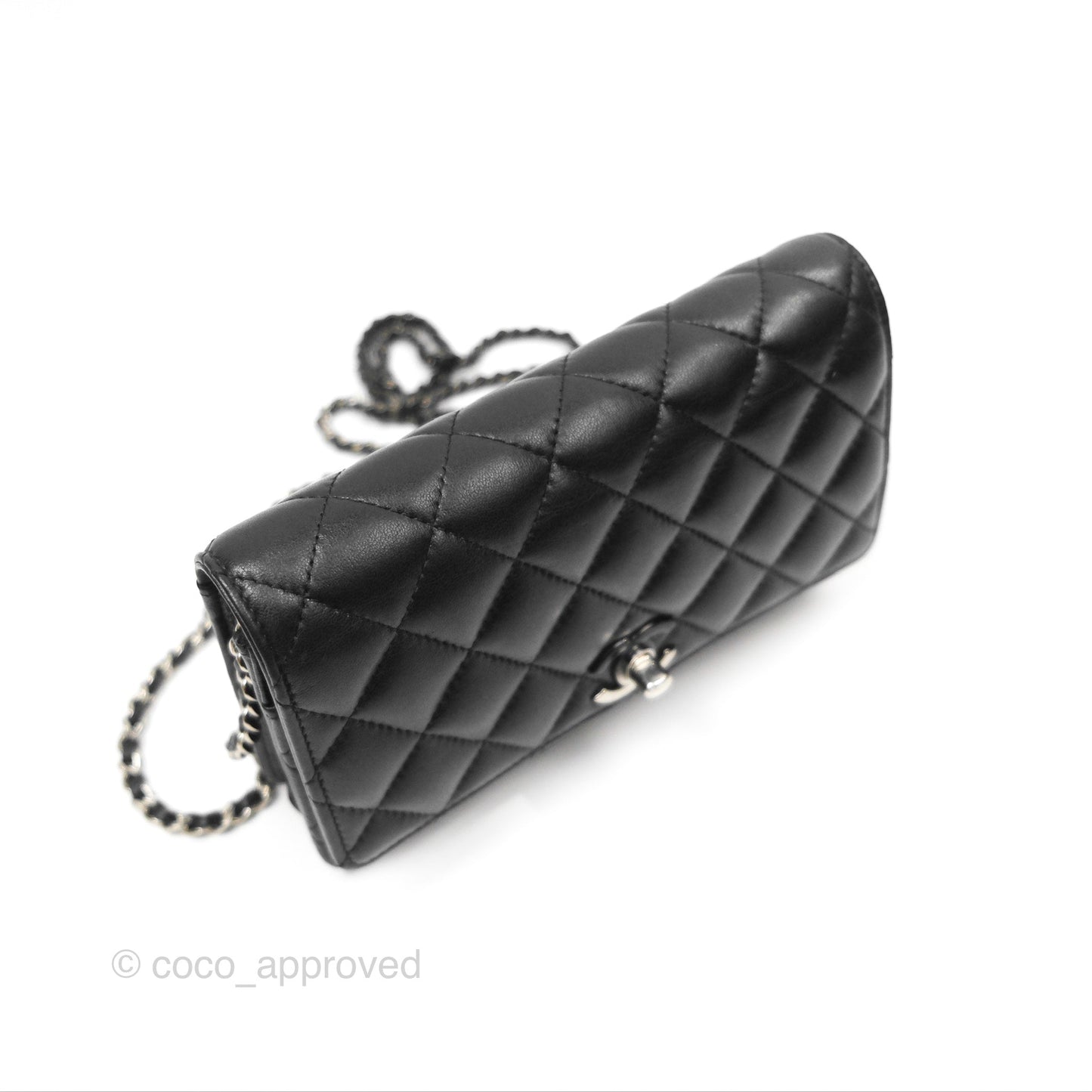 Chanel Gradient CC Wallet On Chain WOC Black Lambskin Silver Hardware 23K