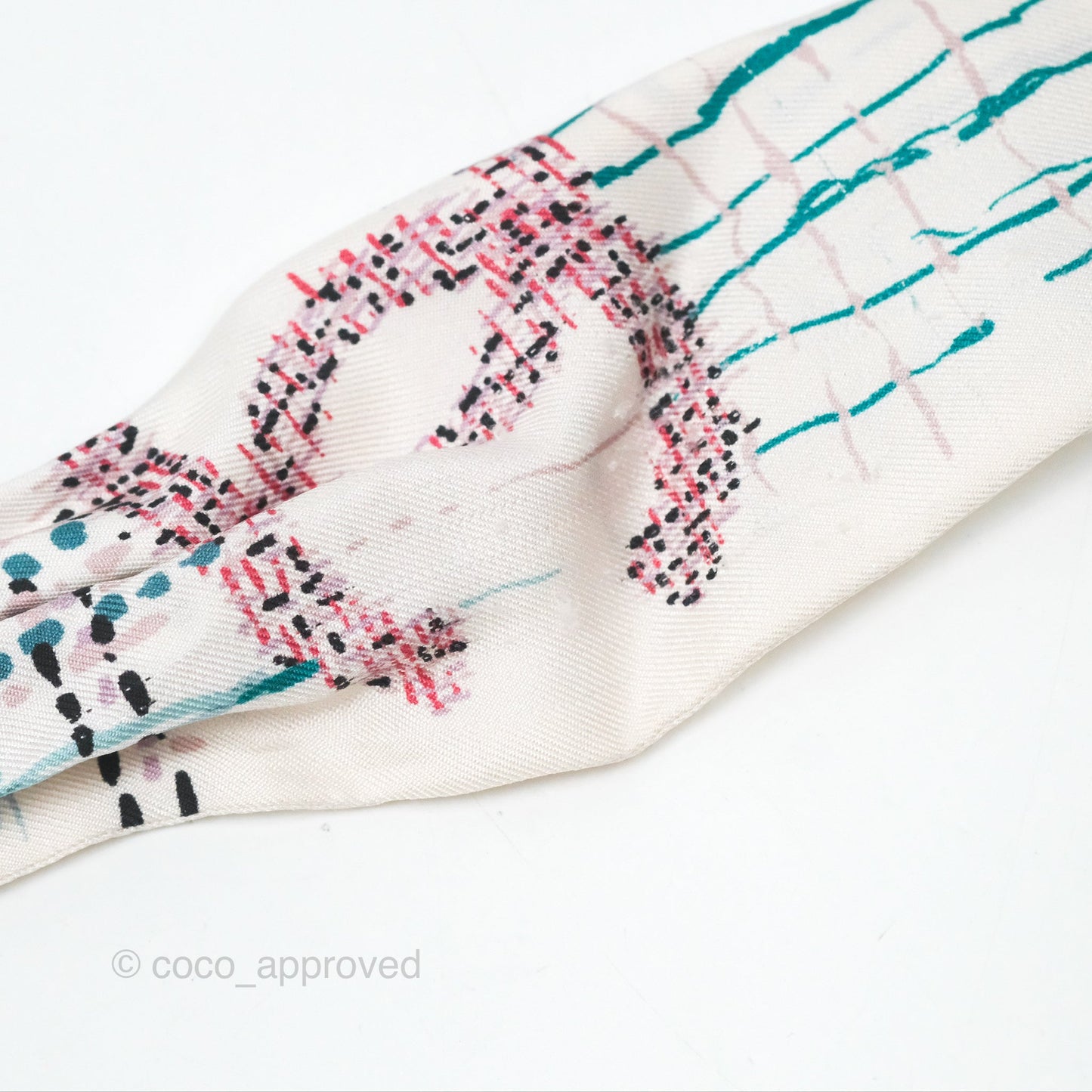 Chanel Maxi Twilly Scarf Slim Bandeau White Silk