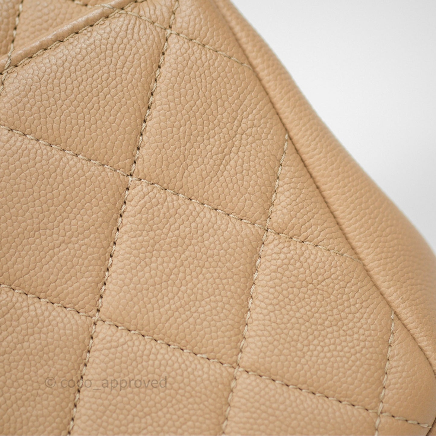 Chanel Quilted Small Business Affinity Flap Beige Caviar Gold Hardware