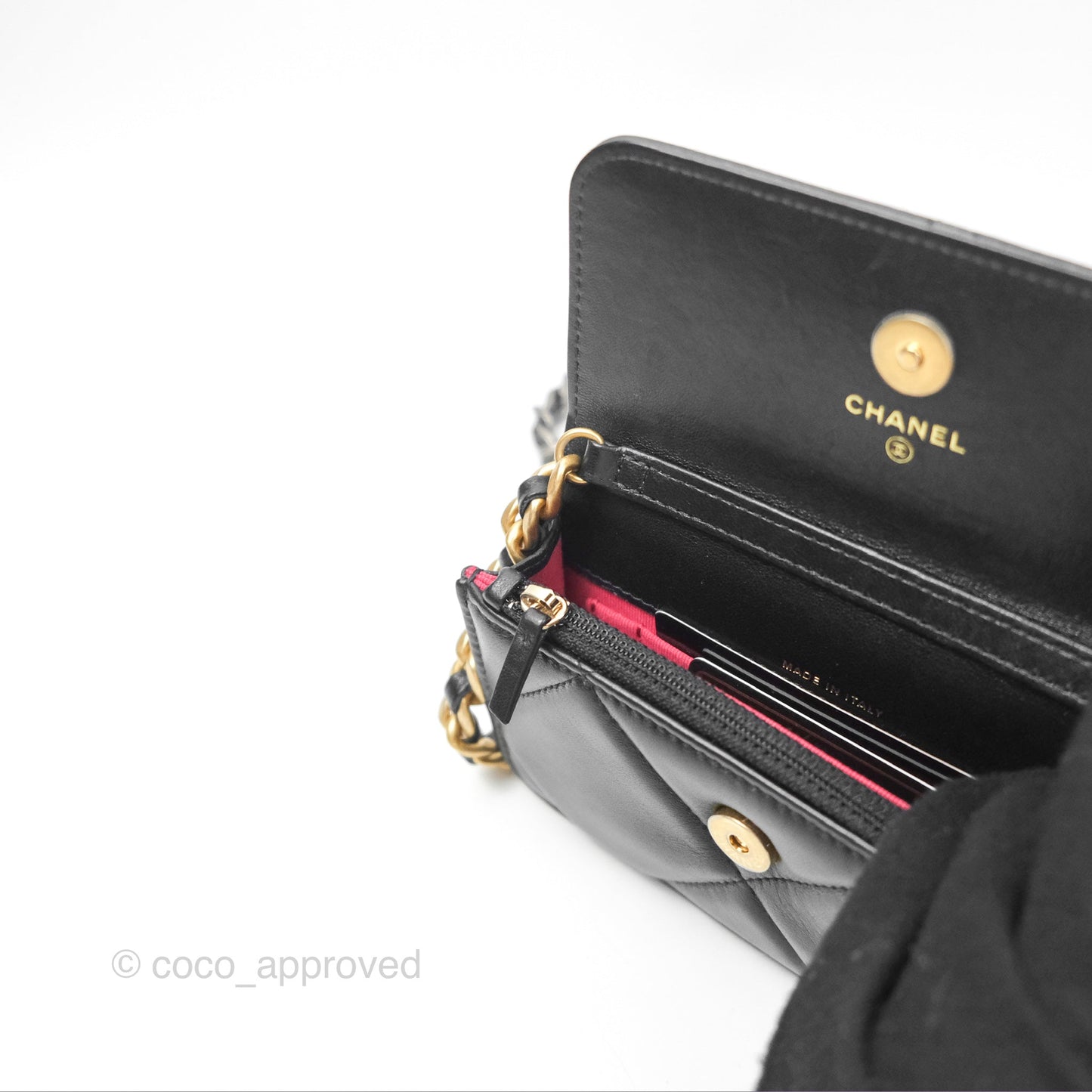Chanel 19 Clutch With Chain Black Lambskin Mixed Hardware