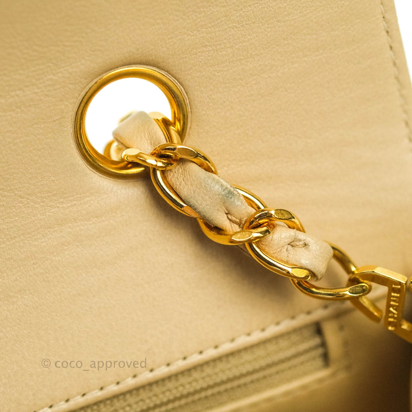 Chanel Vintage Small Quilted Classic Diana Flap Bag Beige Lambskin 24K Gold Hardware