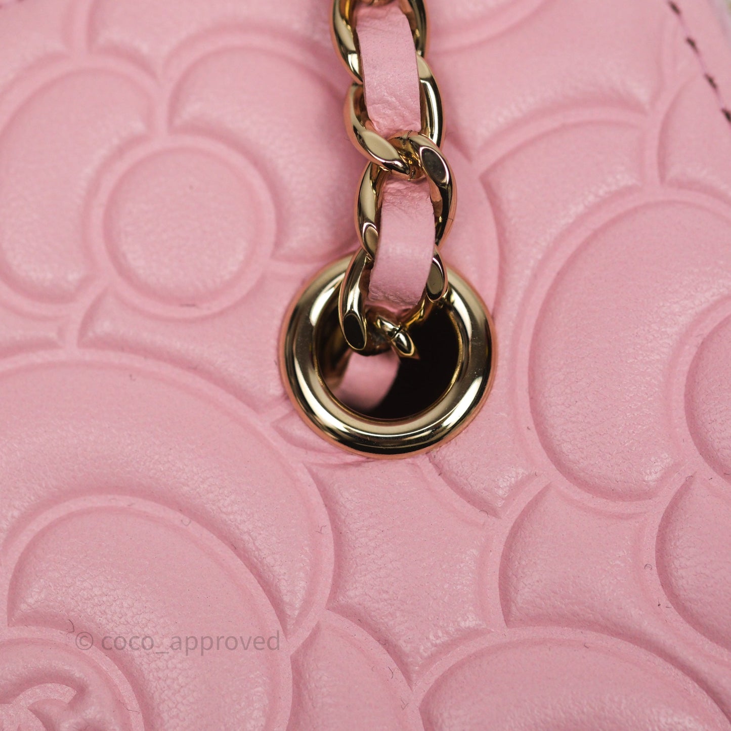 Chanel Vanity with Chain Camellia Embossed Pink Lambskin Gold Hardware