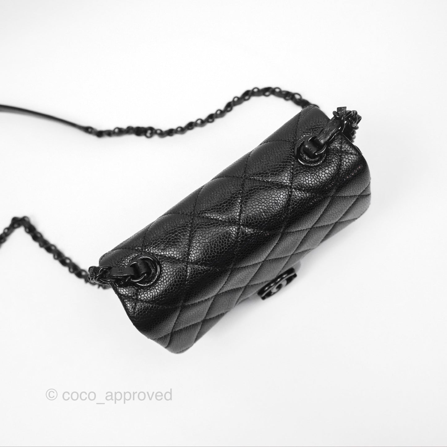 Chanel Quilted Mini Square Flap Bag So Black Caviar Incognito