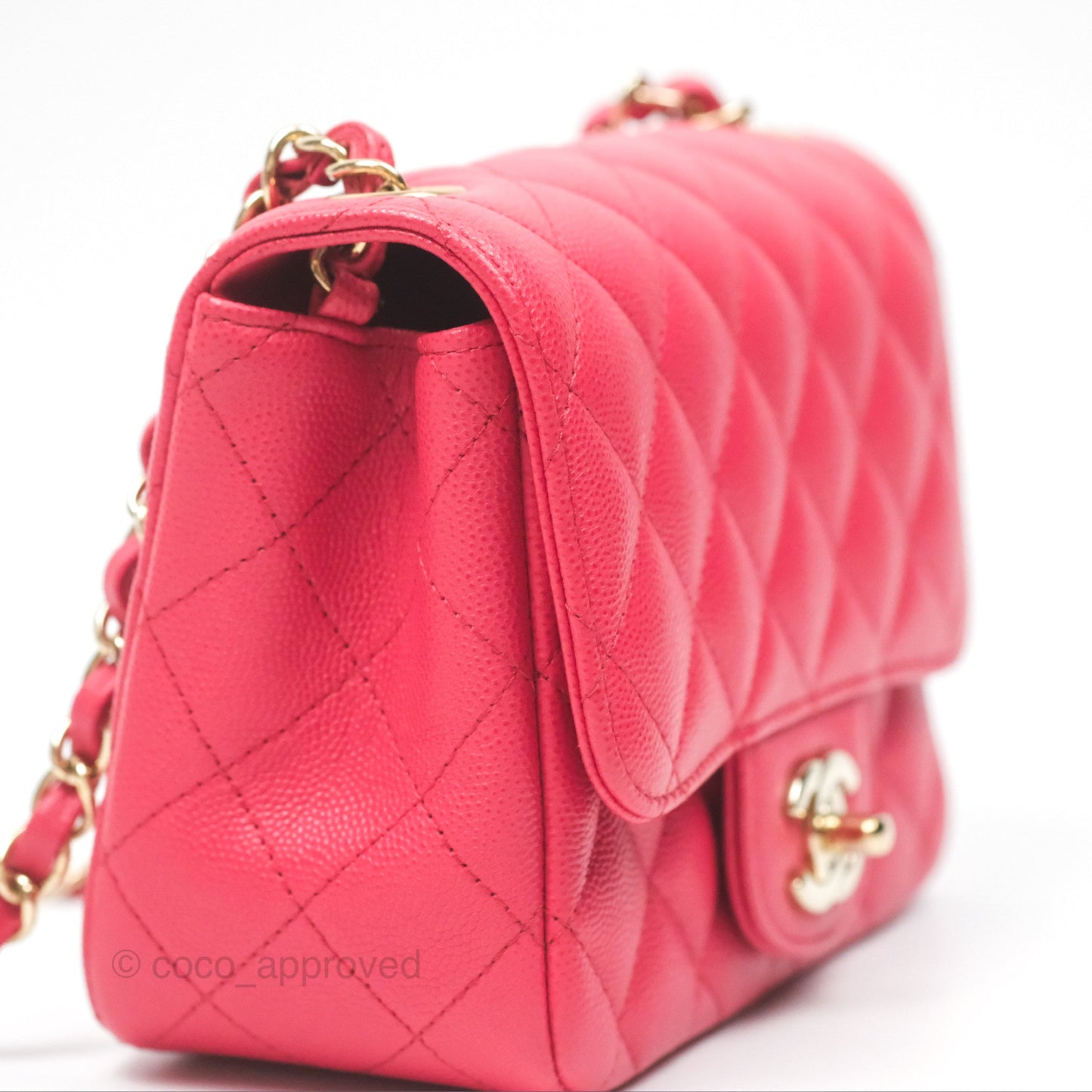 Chanel Mini Square Pink Caviar Gold Hardware 17C