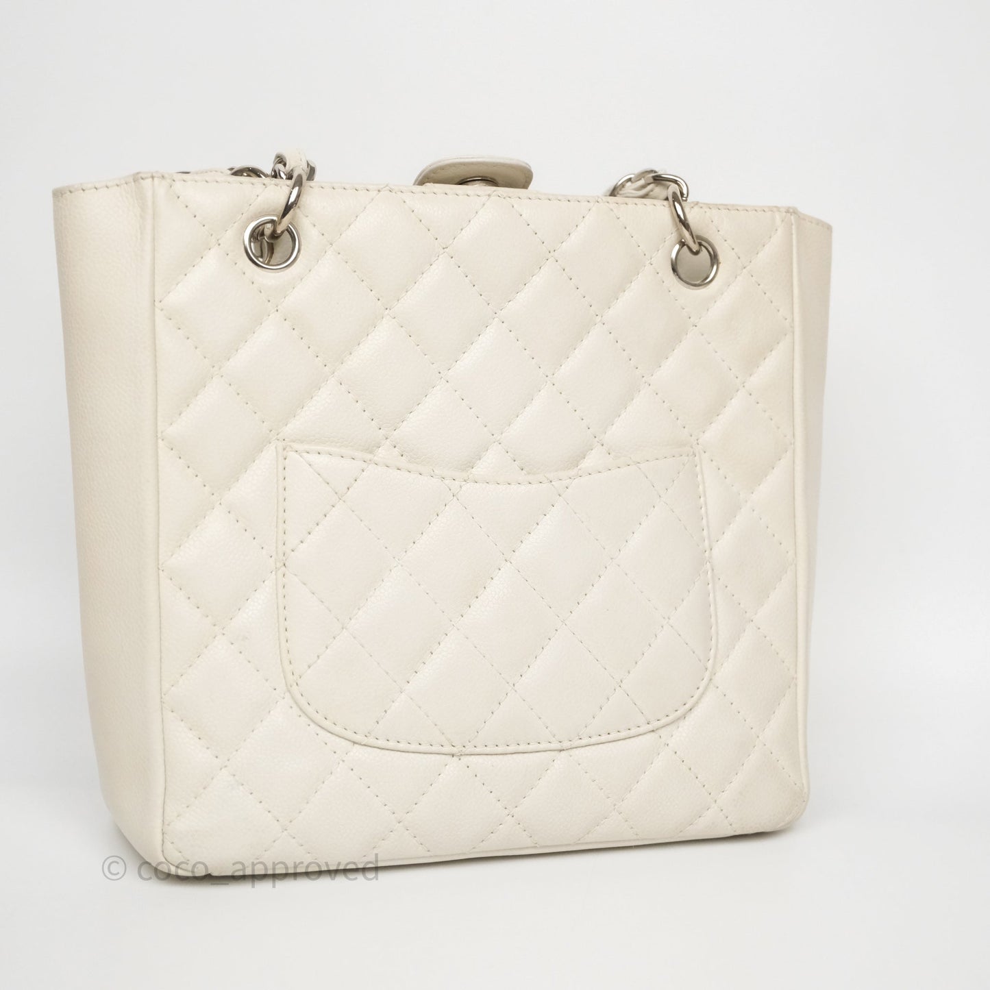 Chanel Vertical GST White Caviar Silver Hardware