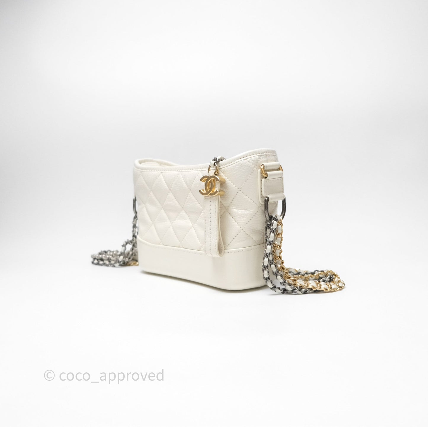 Chanel Small Gabrielle Hobo White Patent Goatskin Mixed Hardware