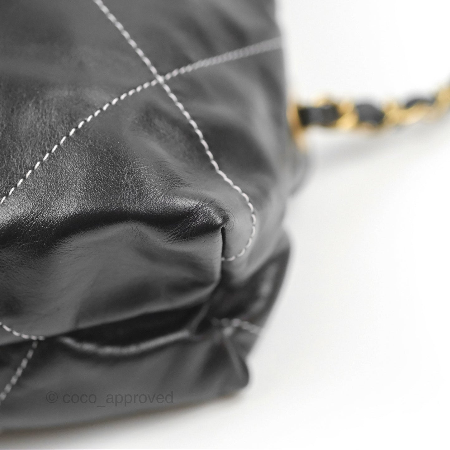 Chanel 22 Medium Shiny Calfskin Quilted Backpack Black