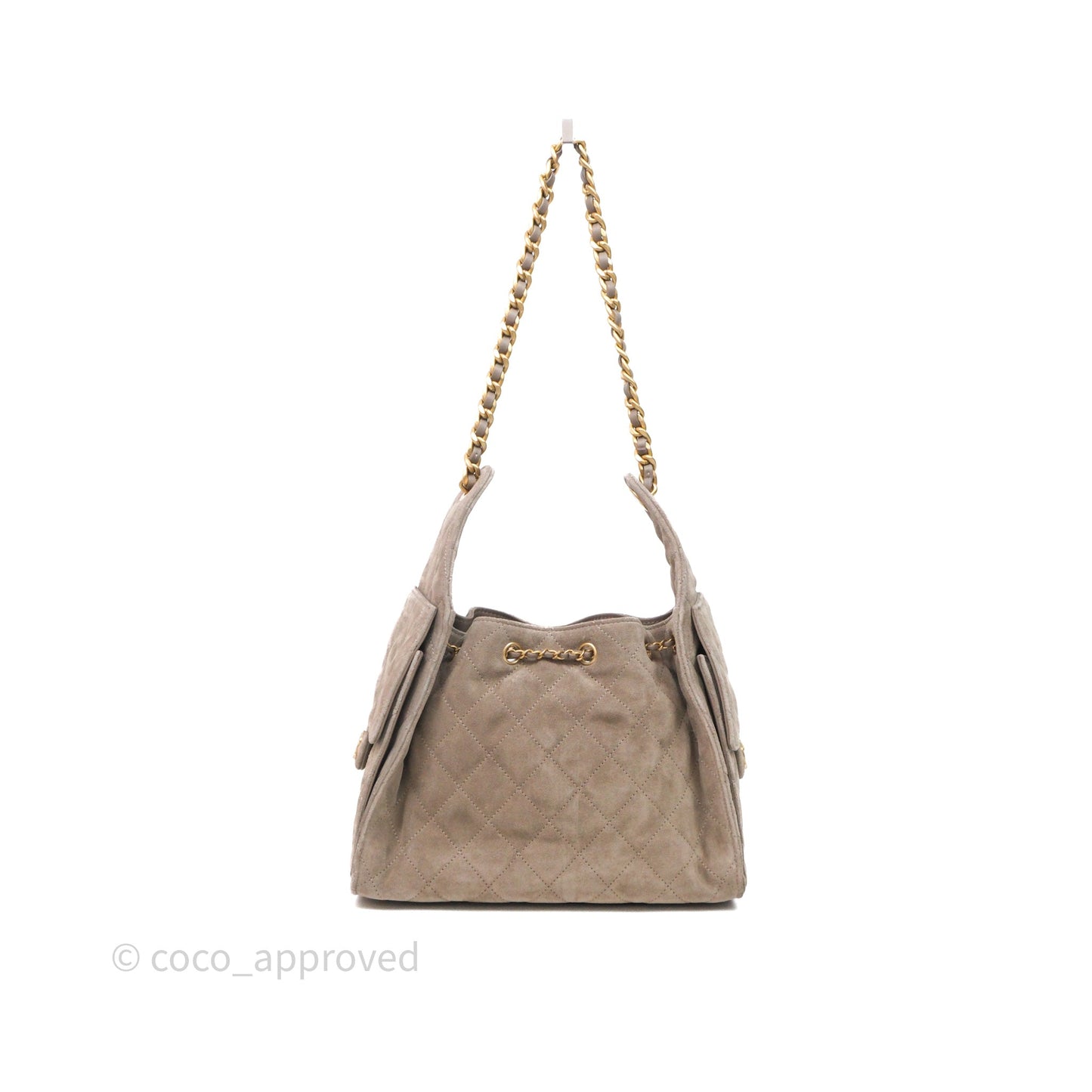 Chanel 25 Small Suede Calfskin Aged Gold Hardware