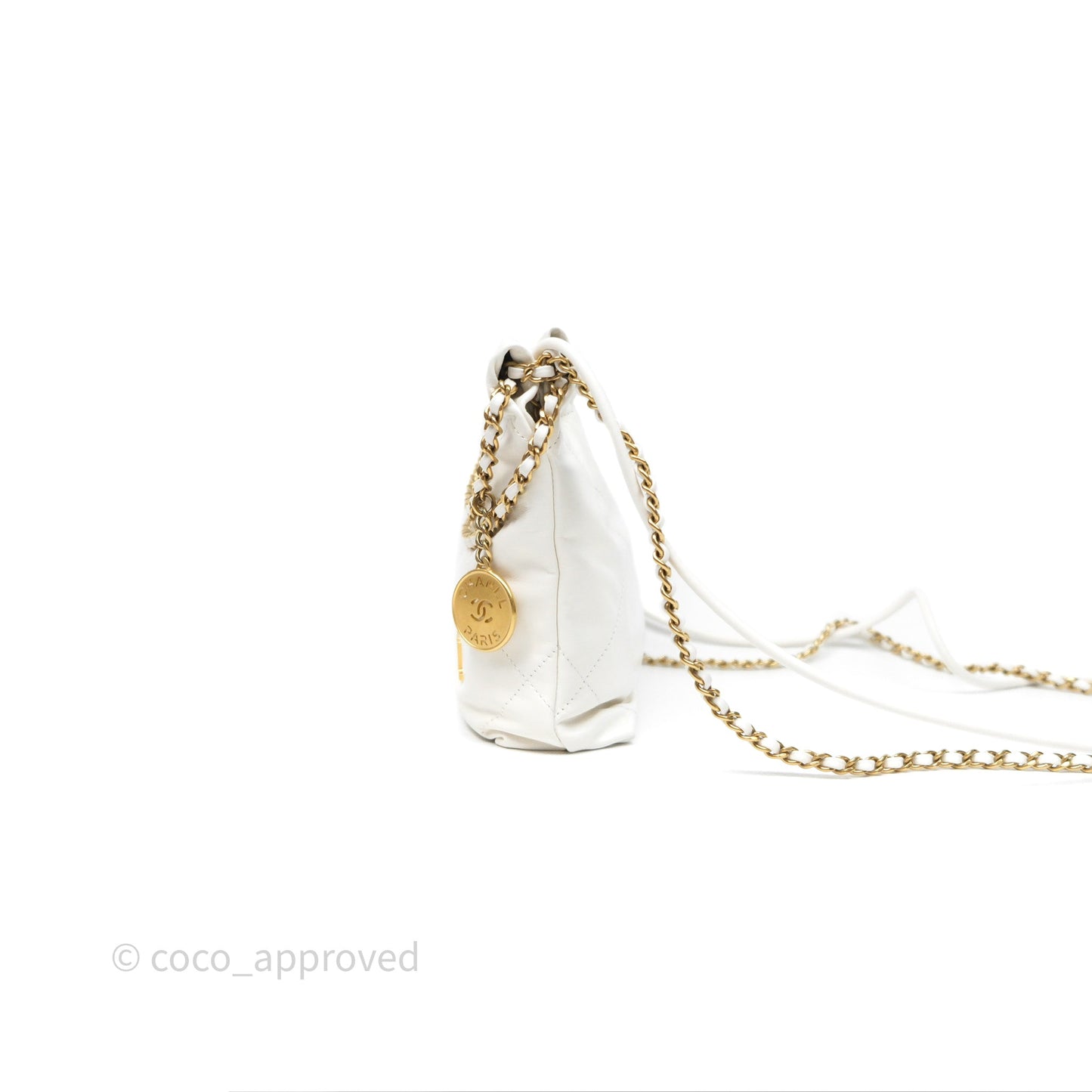 Chanel 22 Mini Bag White Shiny Crumpled Calfskin