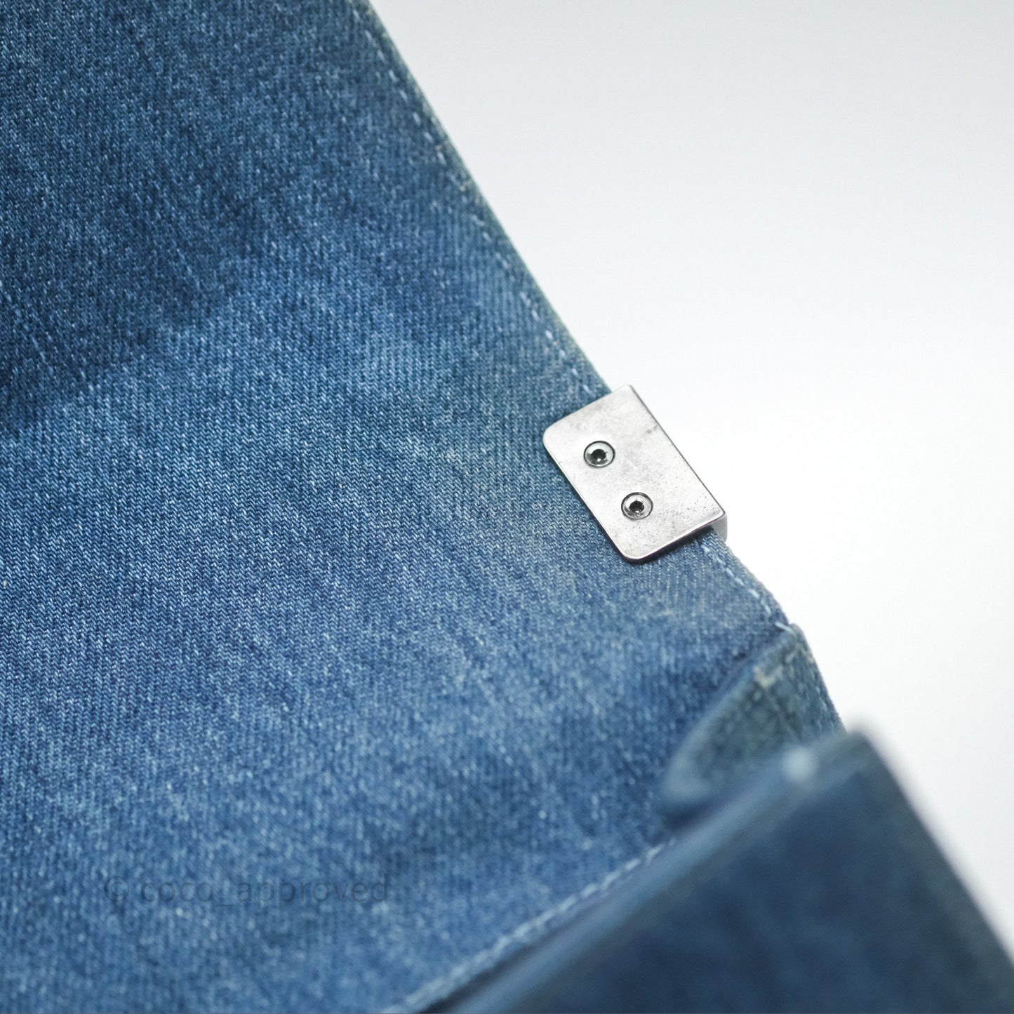 Chanel Small Boy Blue Denim Tweed Ruthenium Hardware