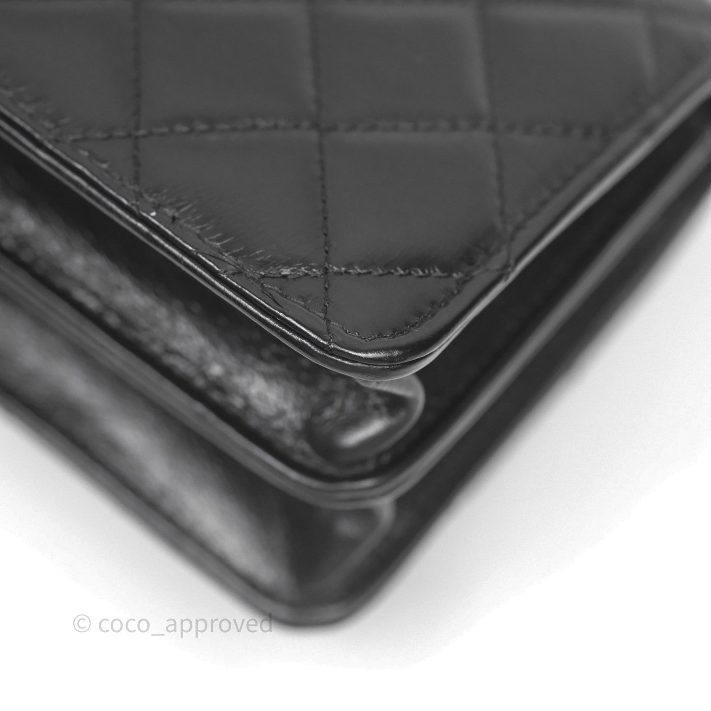 Chanel Mini Crystal Top Handle Wallet On Chain WOC Black Calfskin Gun Metal Hardware 23K