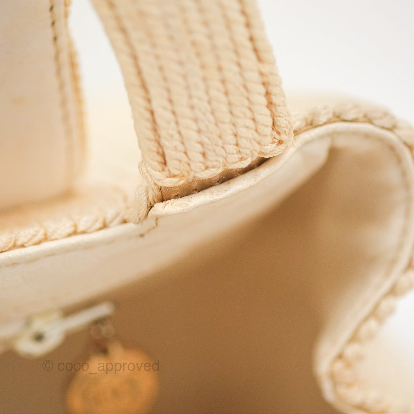 Chanel Vintage Mini Kelly Silk Rope Braided Cream Beige 24K Gold Hardware