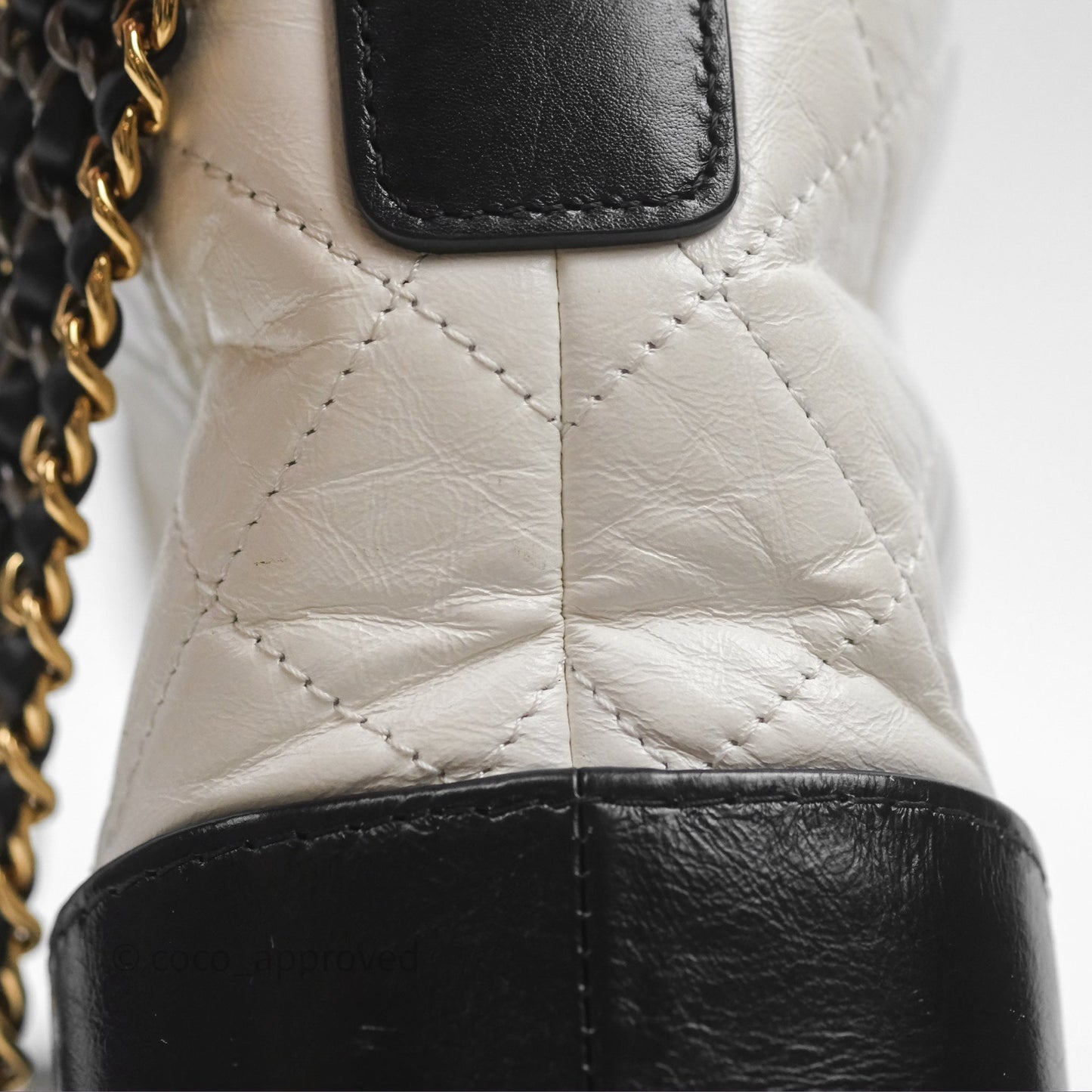 Chanel Small Gabrielle Hobo Quilted Black White Aged Calfskin