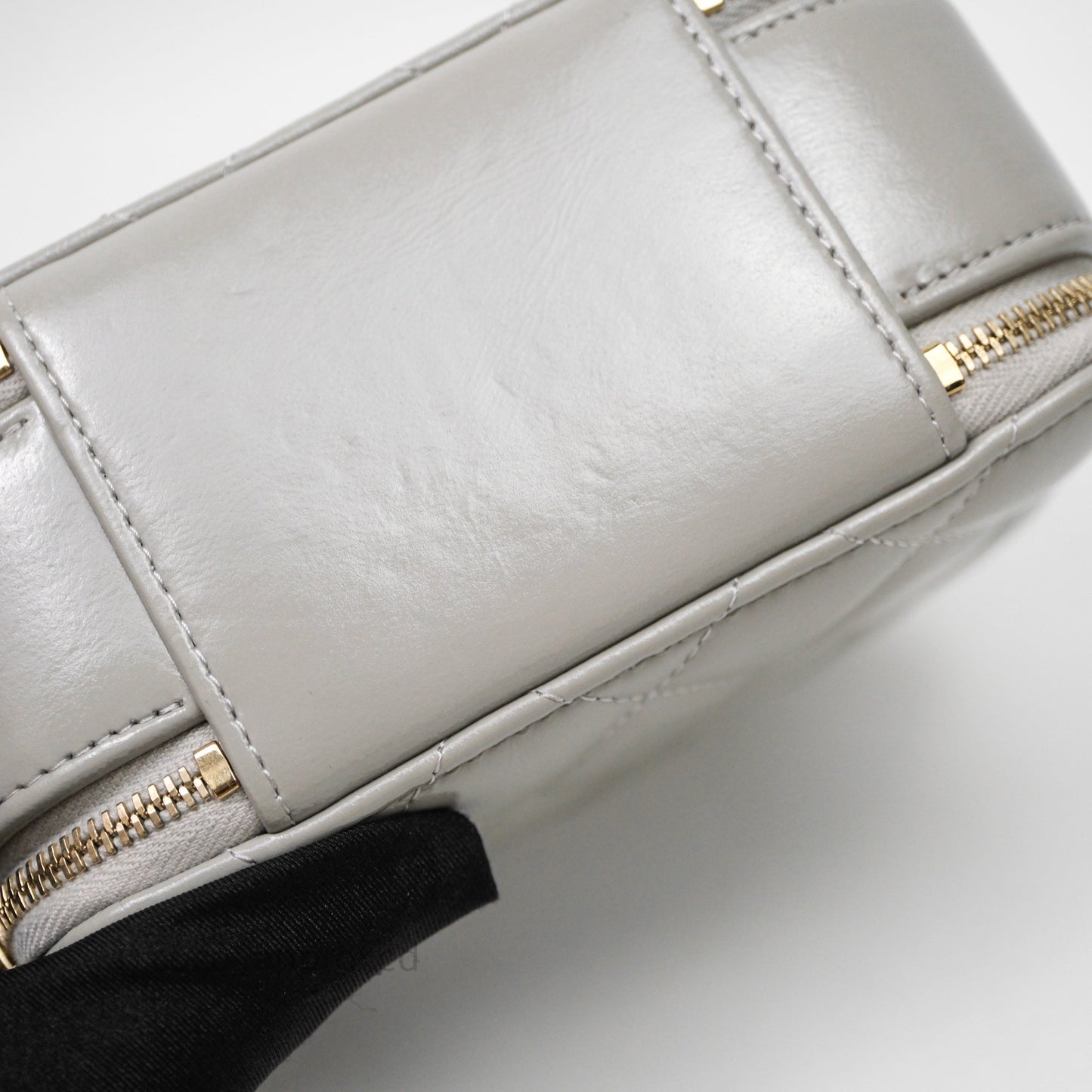 Chanel Mini Top Handle Camera Case Grey Shiny Calfskin Gold Hardware 22B