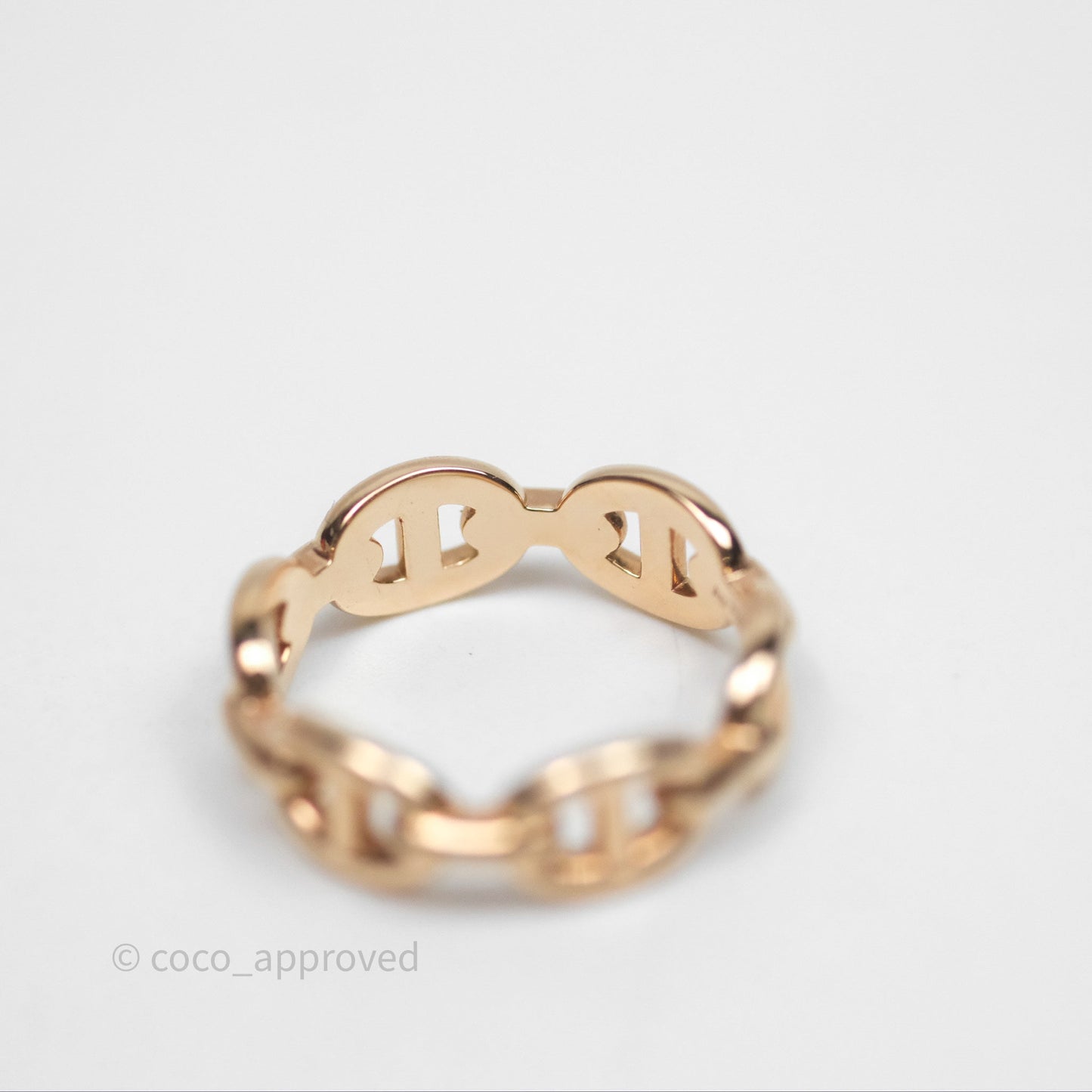 Hermès Chaine d'Ancre Enchainee Band Ring PM Rose Gold Size 50