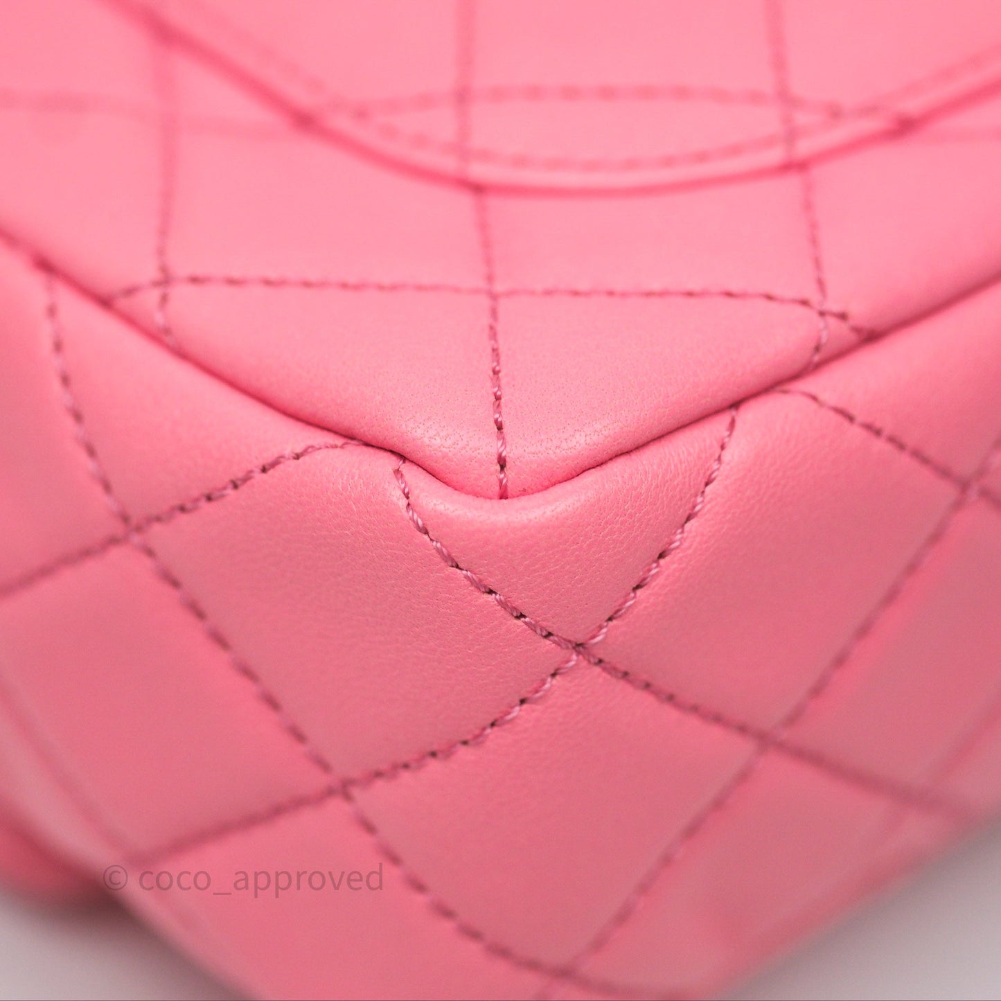 Chanel Mini Rectangular Pearl Crush Quilted Pink Lambskin Aged Gold Hardware