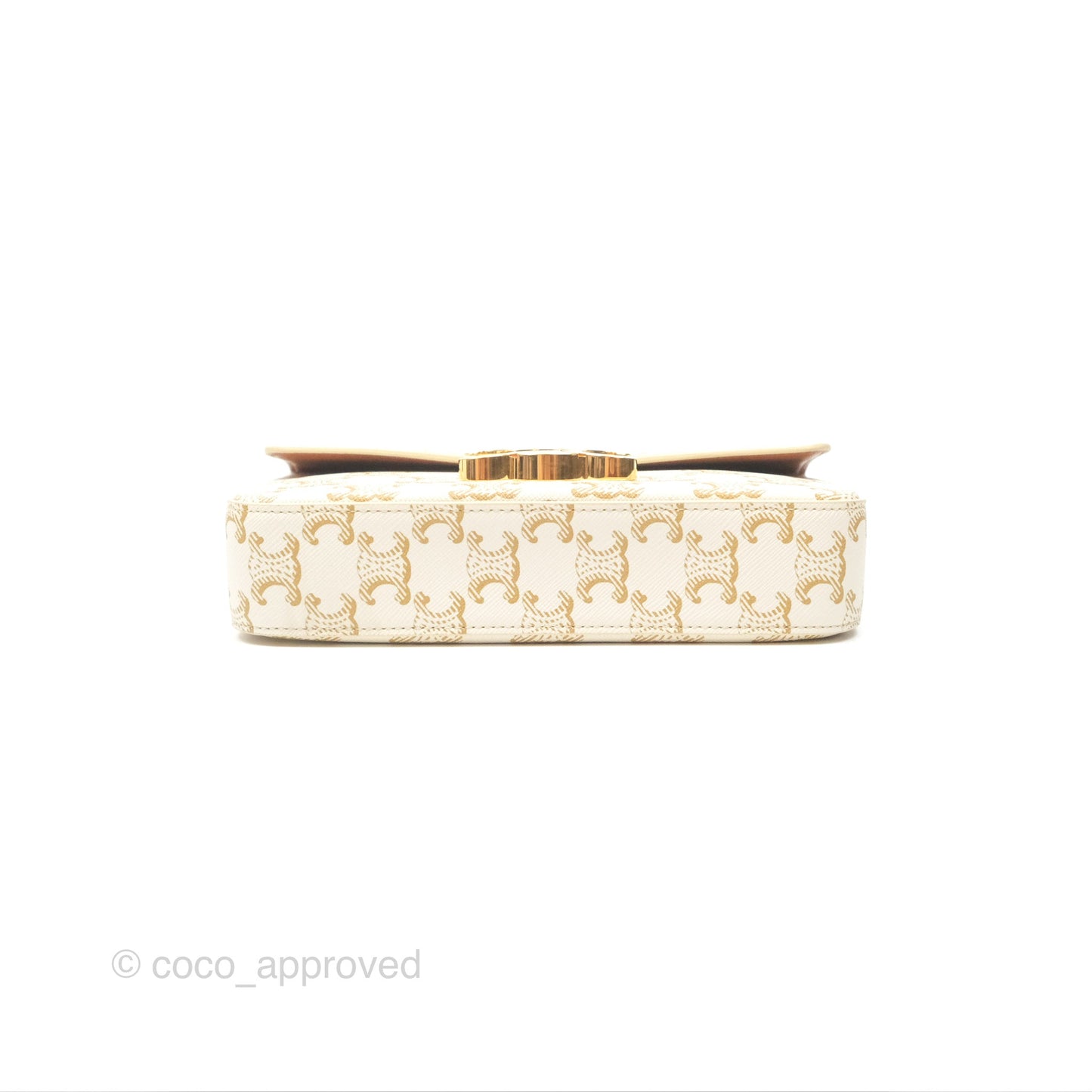 Celine Triomphe Shoulder Bag White Calfskin Triomphe Canvas