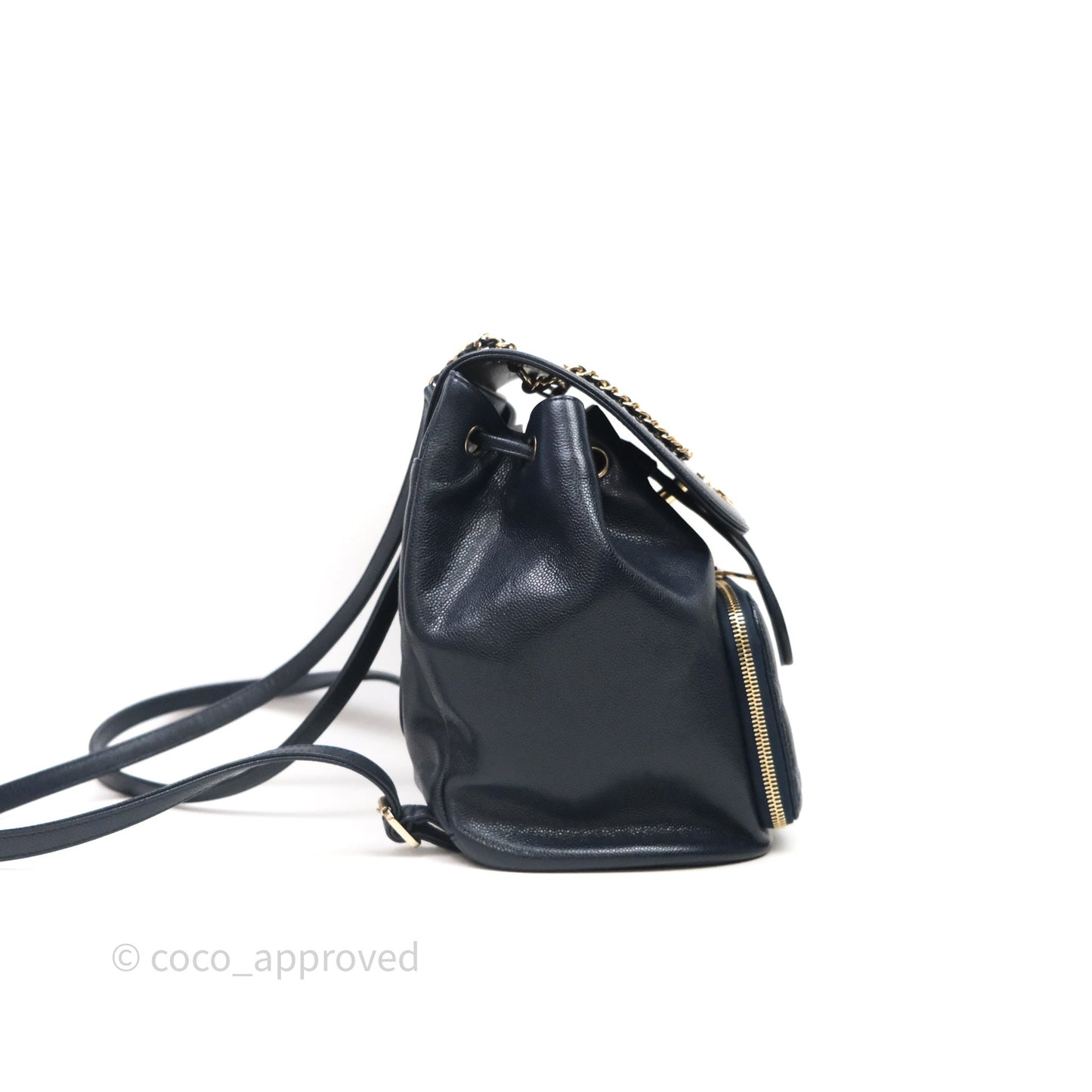 Chanel Quilted Business Affinity Backpack Navy Caviar Light Gold Hardware