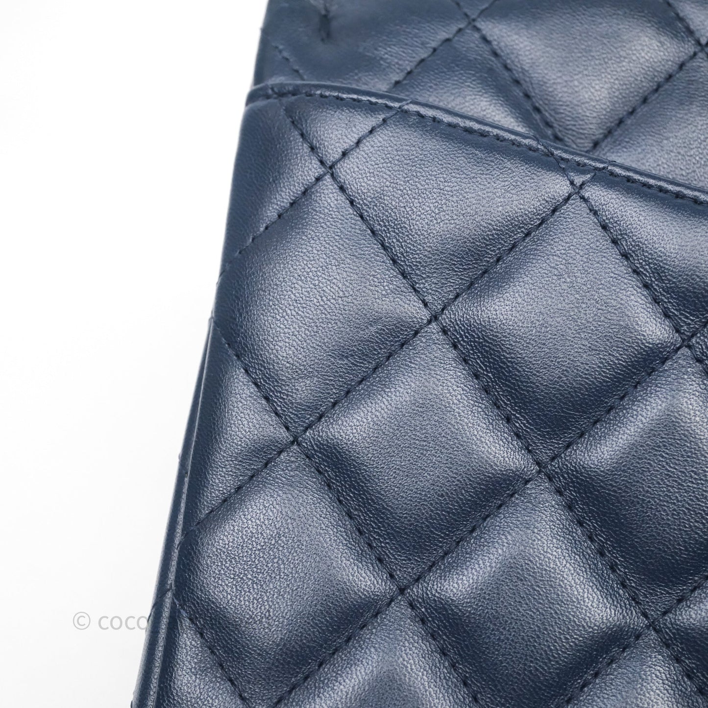 Chanel Quilted Clutch with Chain Lambskin Navy Gun Metal Hardware