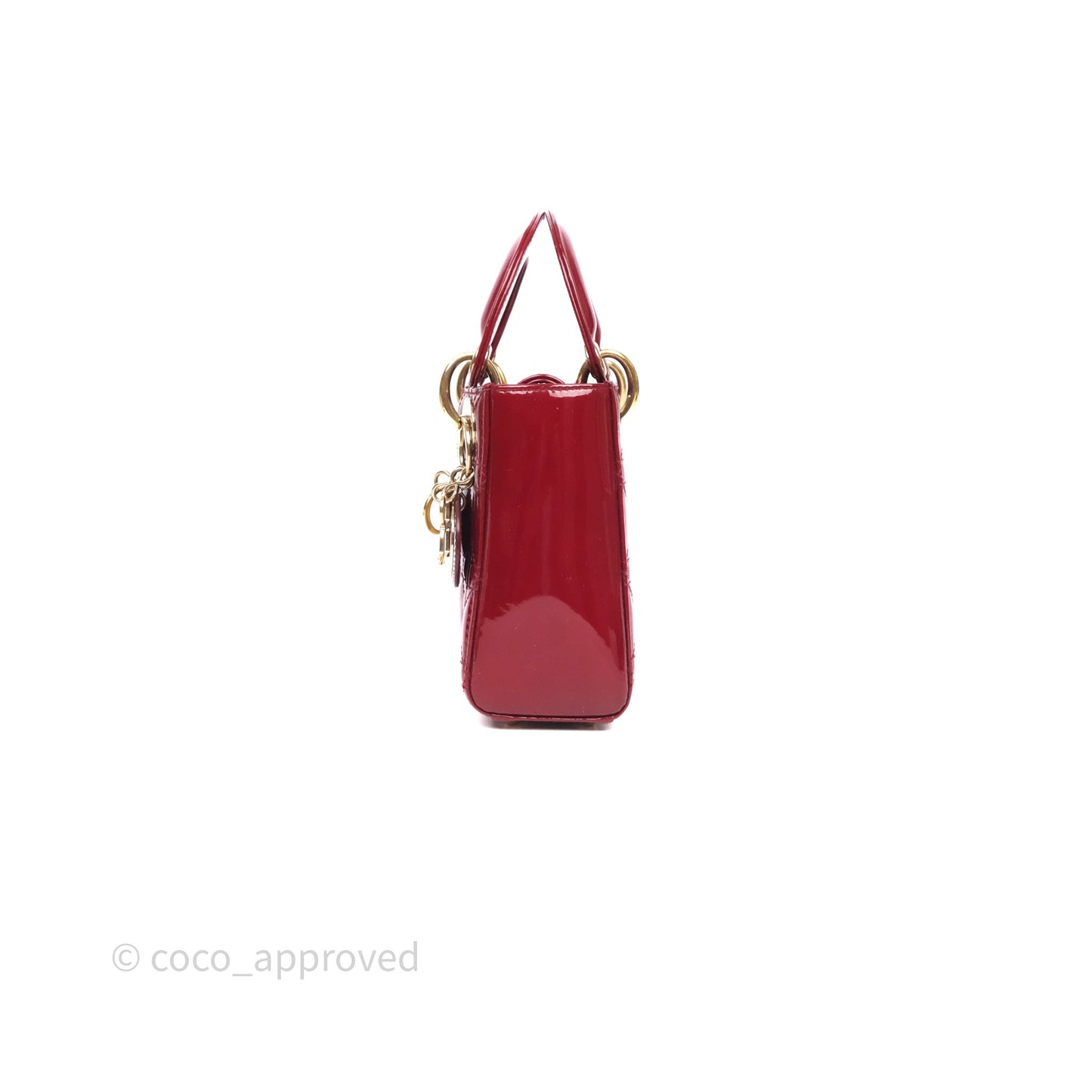Christian Dior Mini Lady Dior Bag Red Patent Gold Hardware