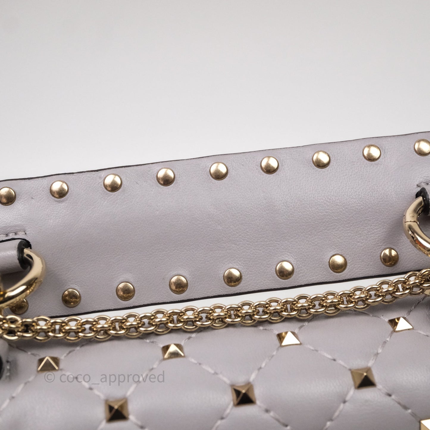Valentino Small Nappa Rockstud Spike Bag Grey Gold Hardware