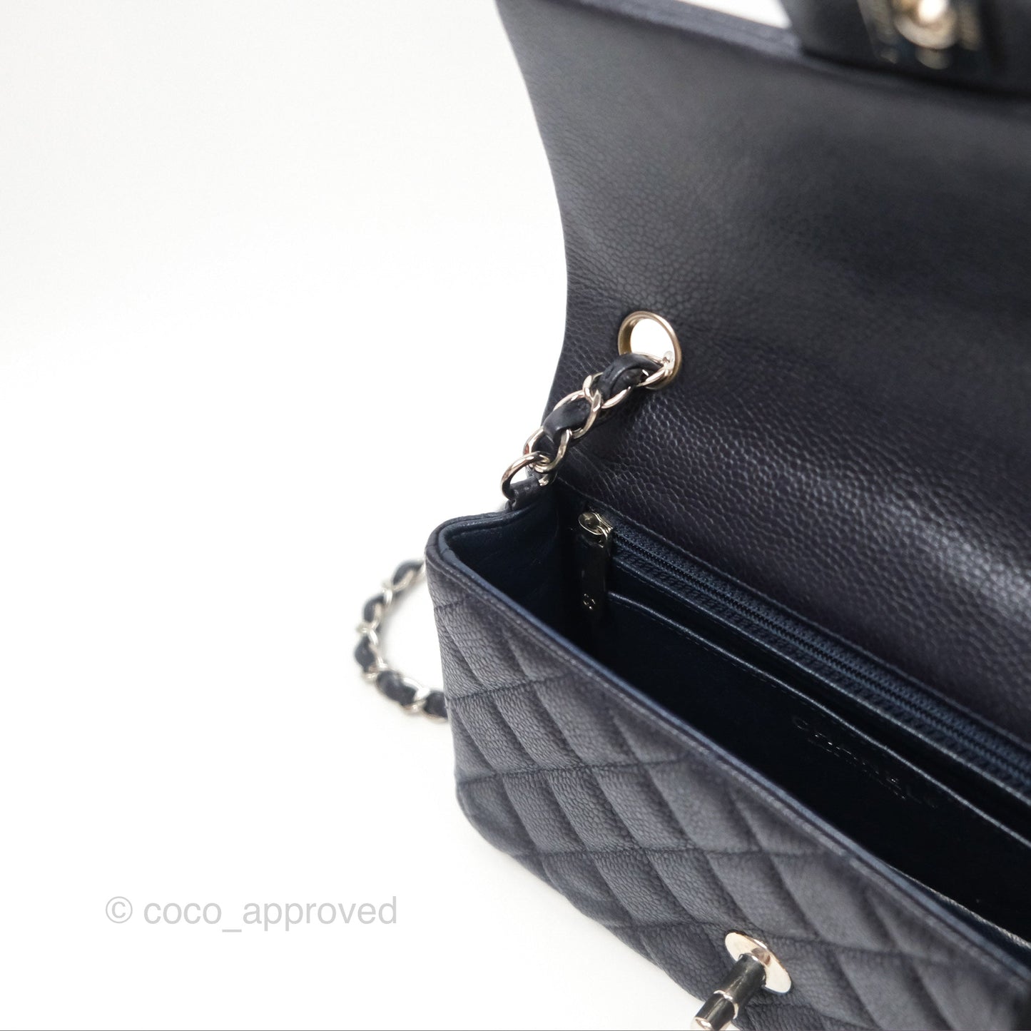 Chanel Mini Rectangular Quilted Dark Navy Caviar Silver Hardware