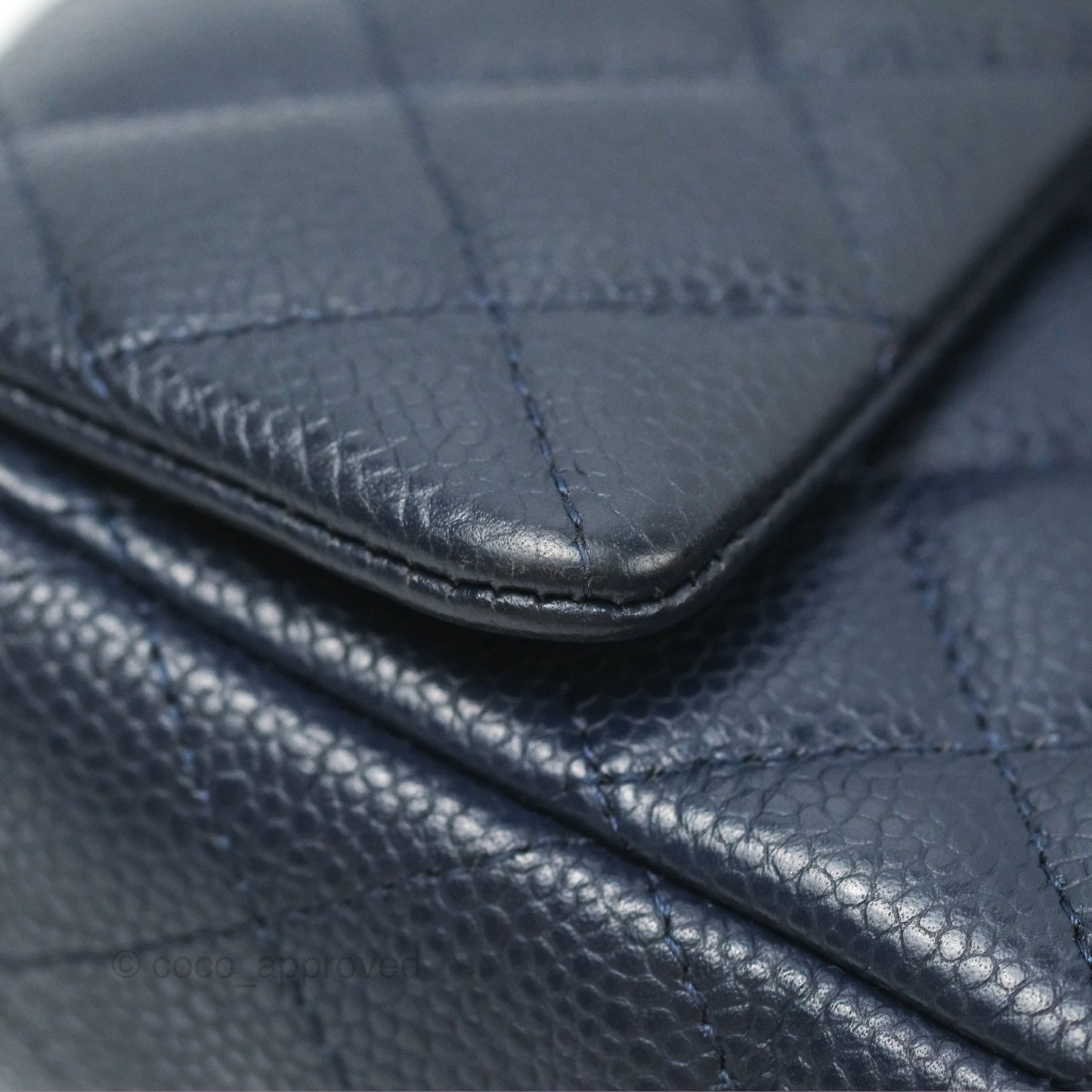 Chanel Quilted Mini Rectangular Flap Navy Caviar Silver Hardware