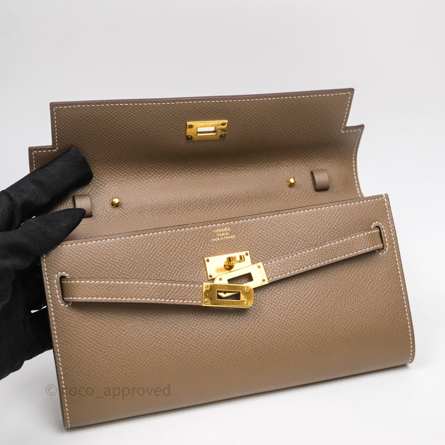 Hermès Kelly To Go Wallet Etoupe 18 Epsom Gold Hardware