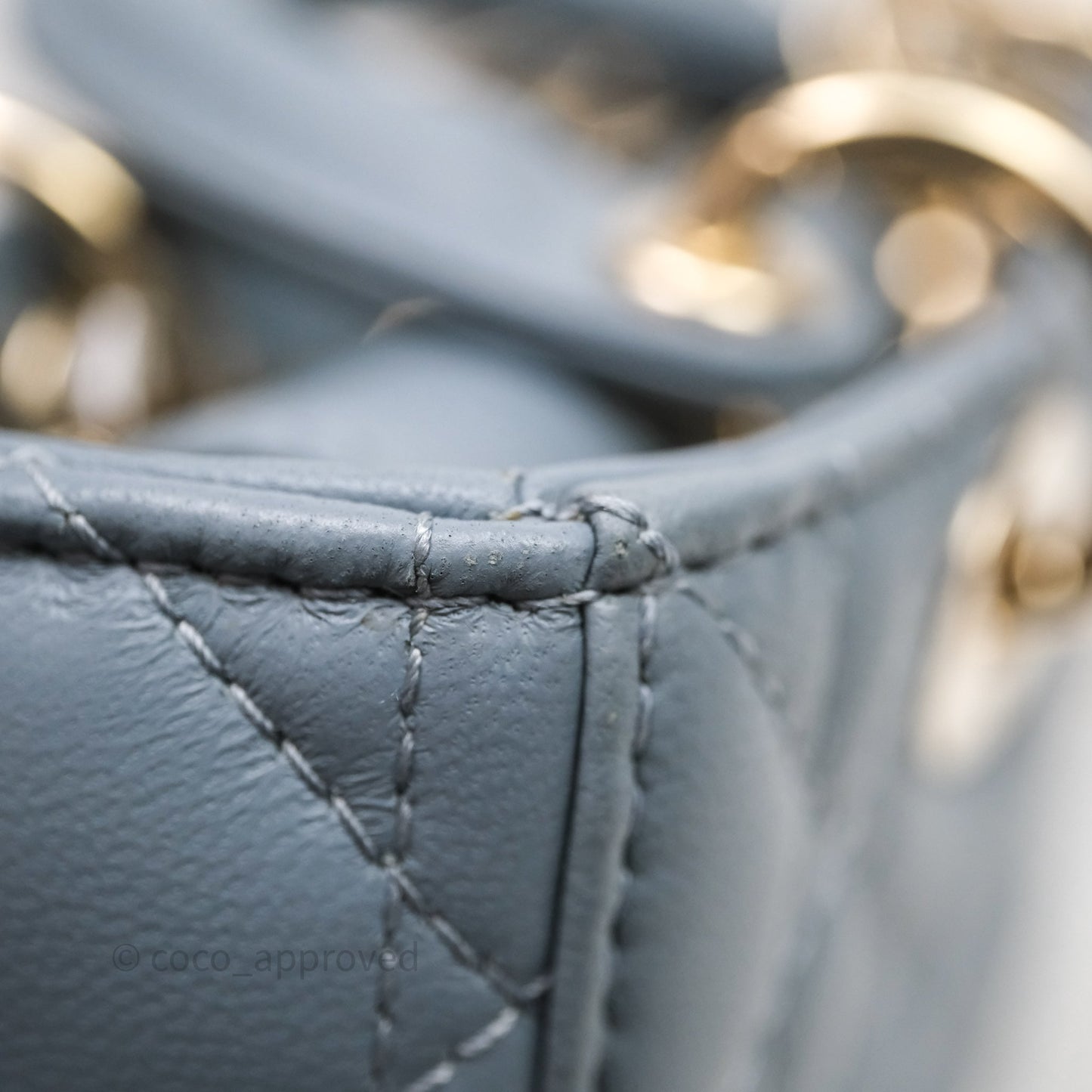 Christian Dior Micro Lady D-Joy Bag Blue Cannage Lambskin Light Gold Hardware