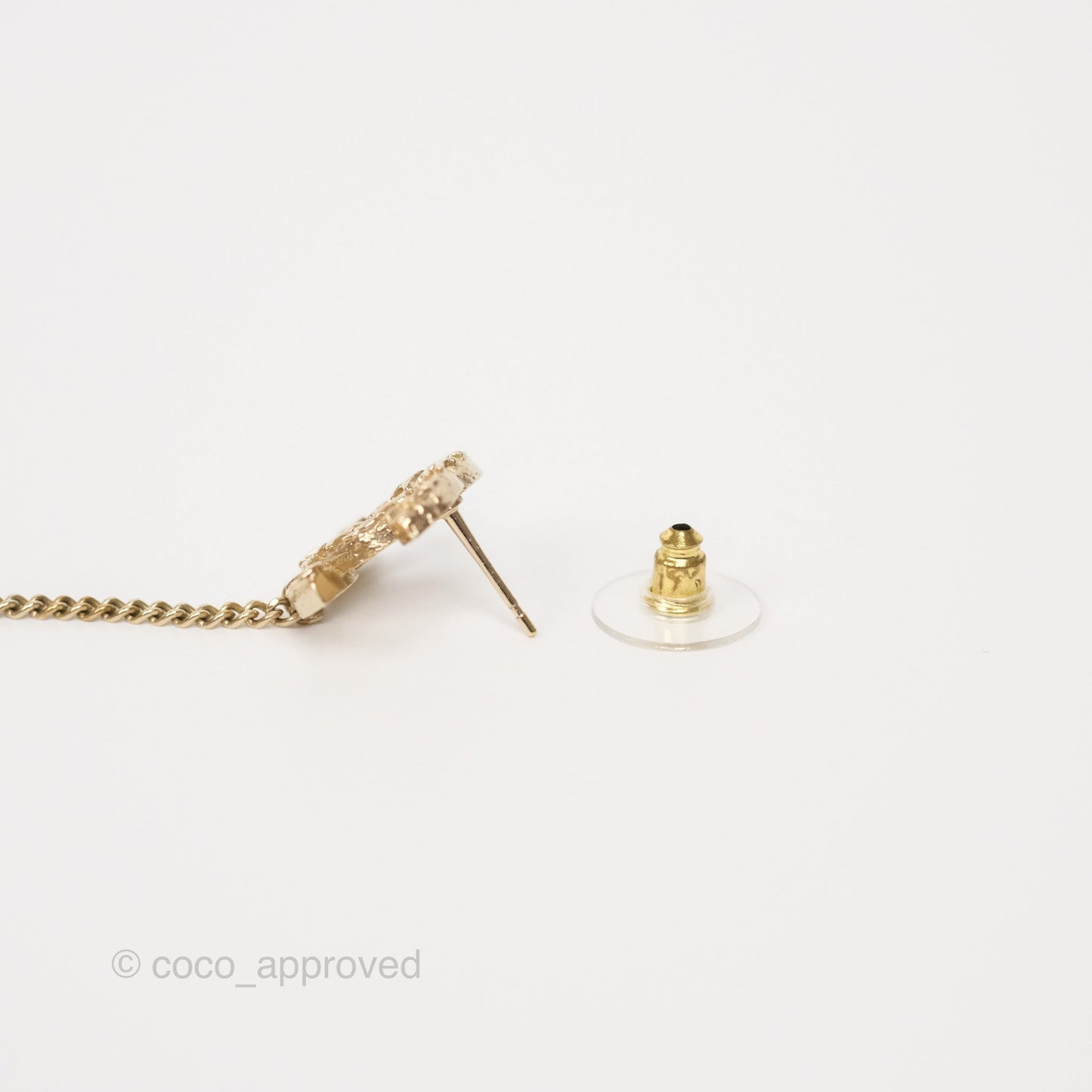 Chanel Single Logo CC Earring with Crystal Ear Clip Gold Tone 21P