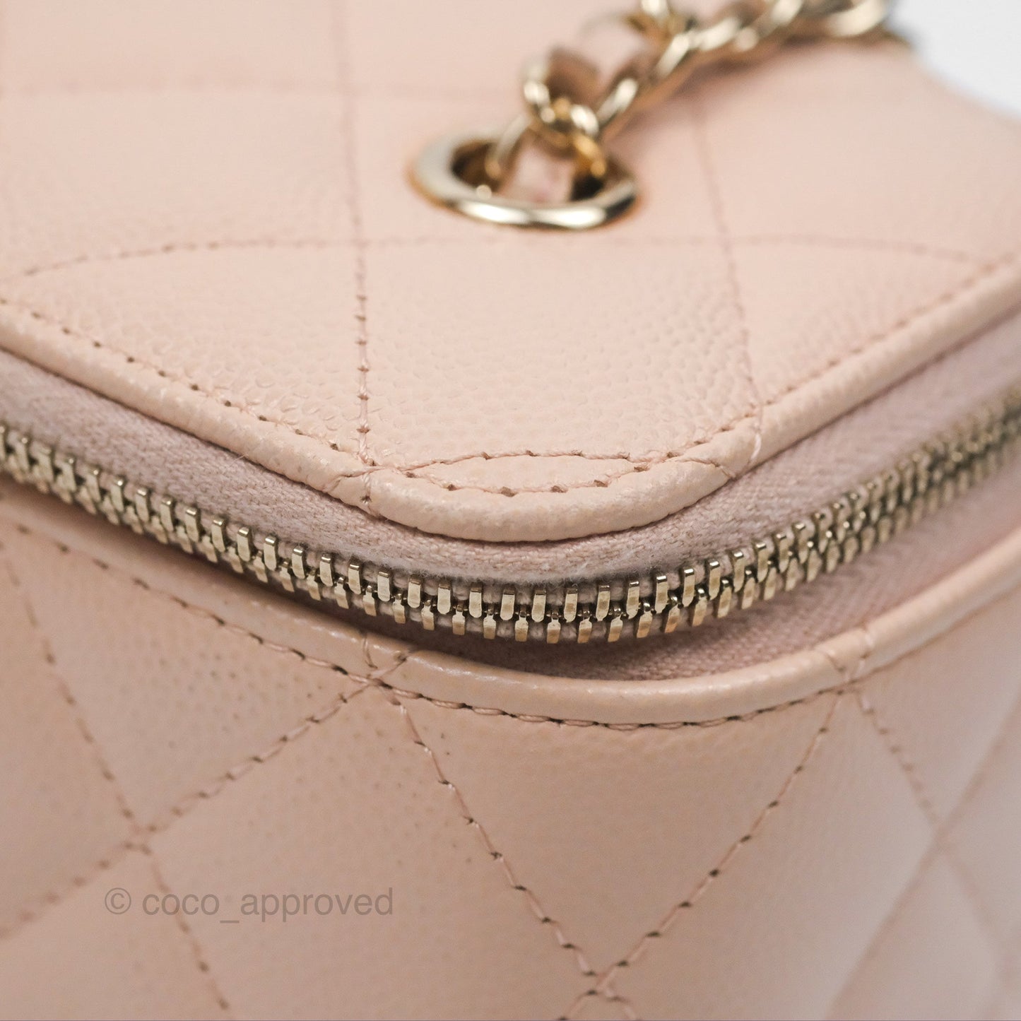 Chanel Vanity Rectangular With Chain Pink Caviar Gold Hardware