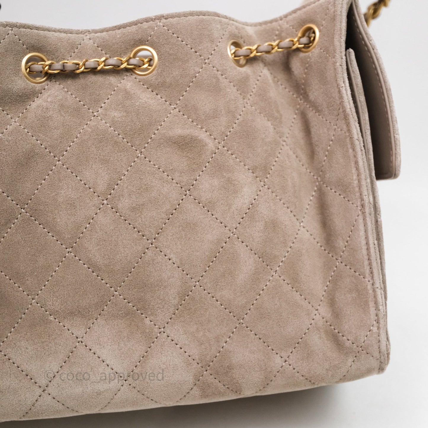 Chanel 25 Small Suede Calfskin Aged Gold Hardware