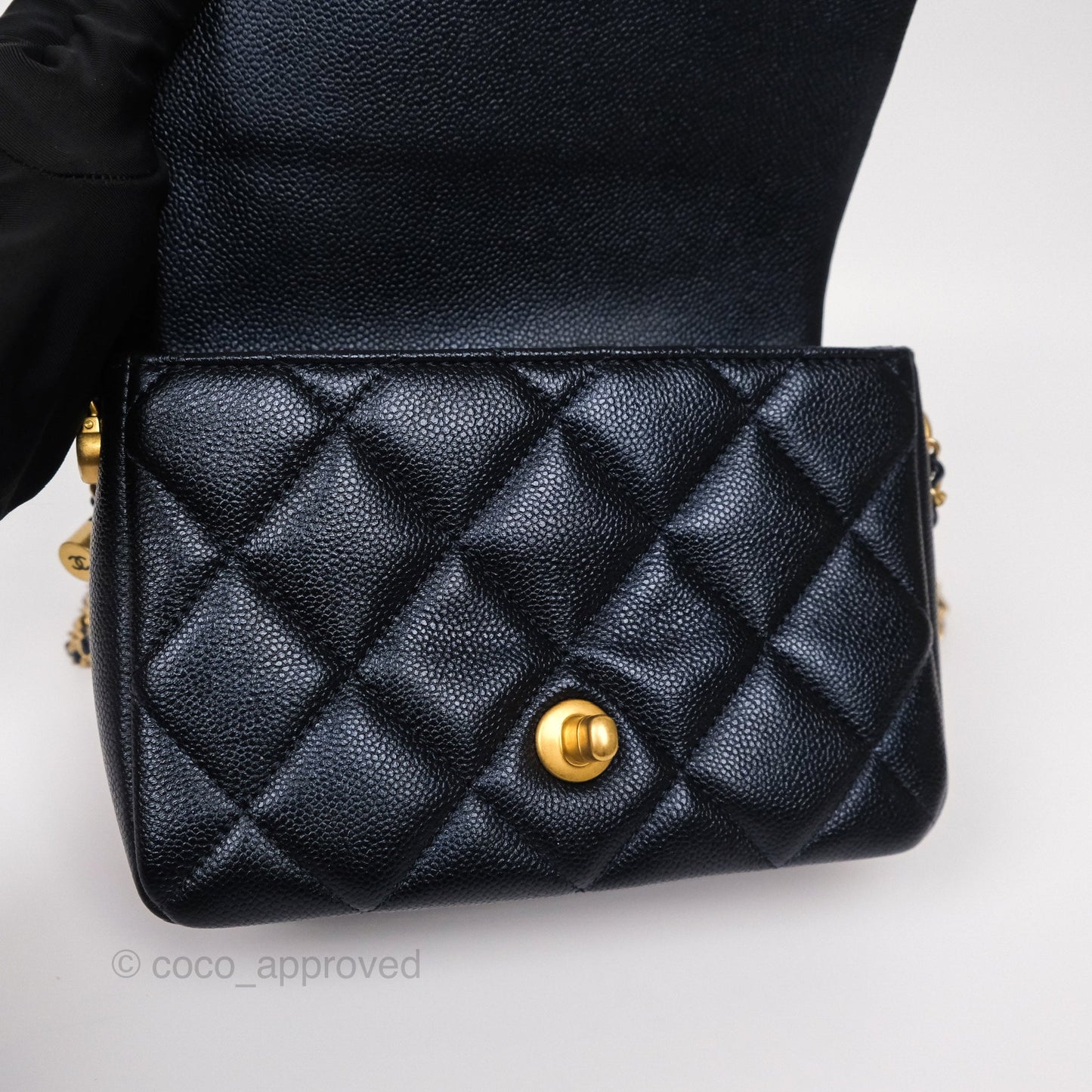 Chanel My Perfect Mini Flap Quilted Iridescent Navy Caviar Aged Gold Hardware