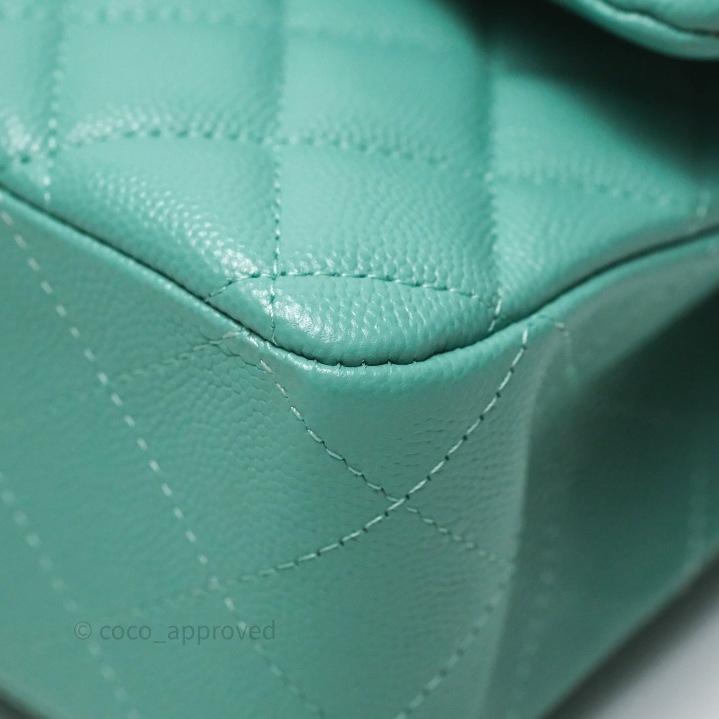 Chanel Classic M/L Medium Flap Quilted Tiffany Green Caviar Gold Hardware